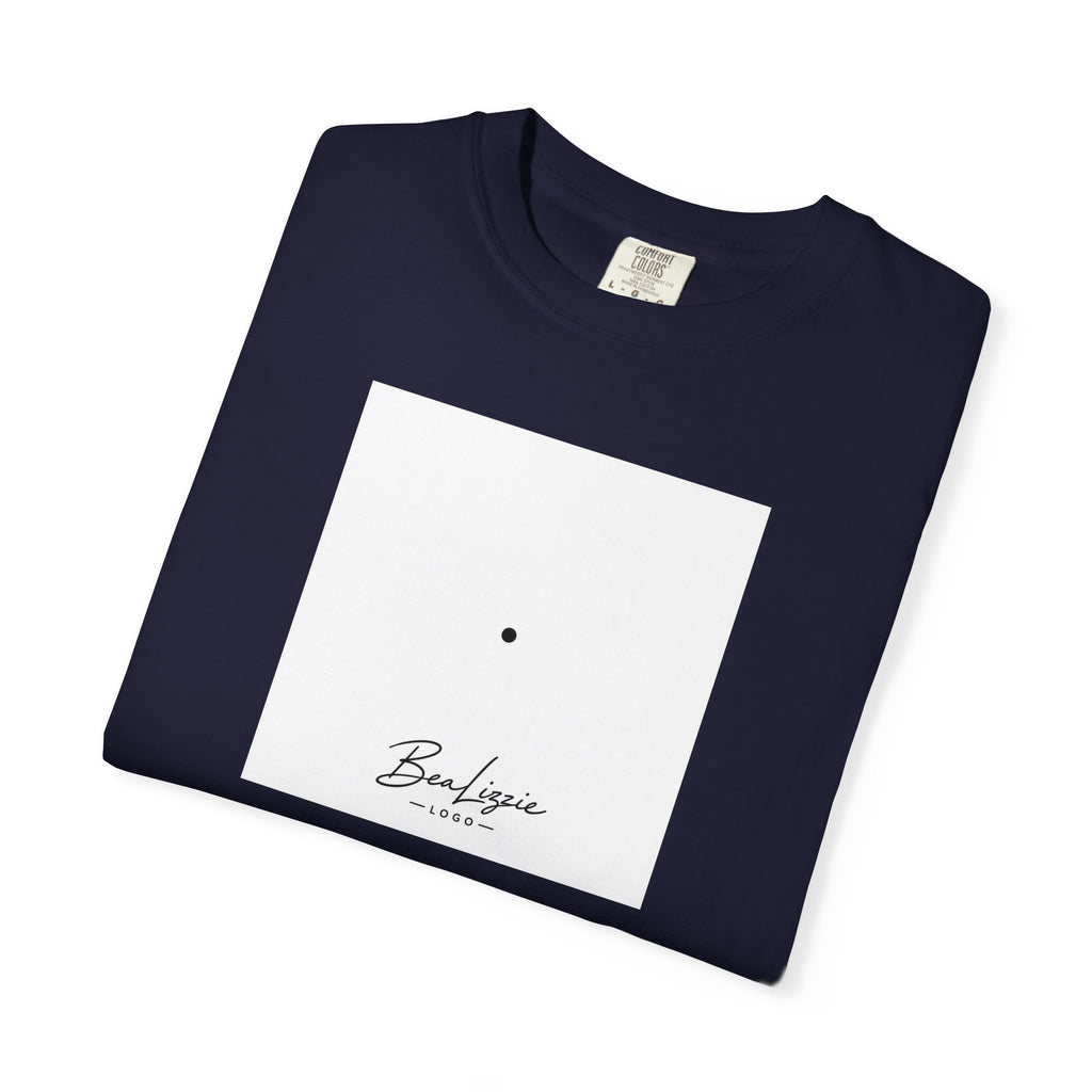 Minimalist "Breathe" Script T-Shirt — Small Center Dot Design