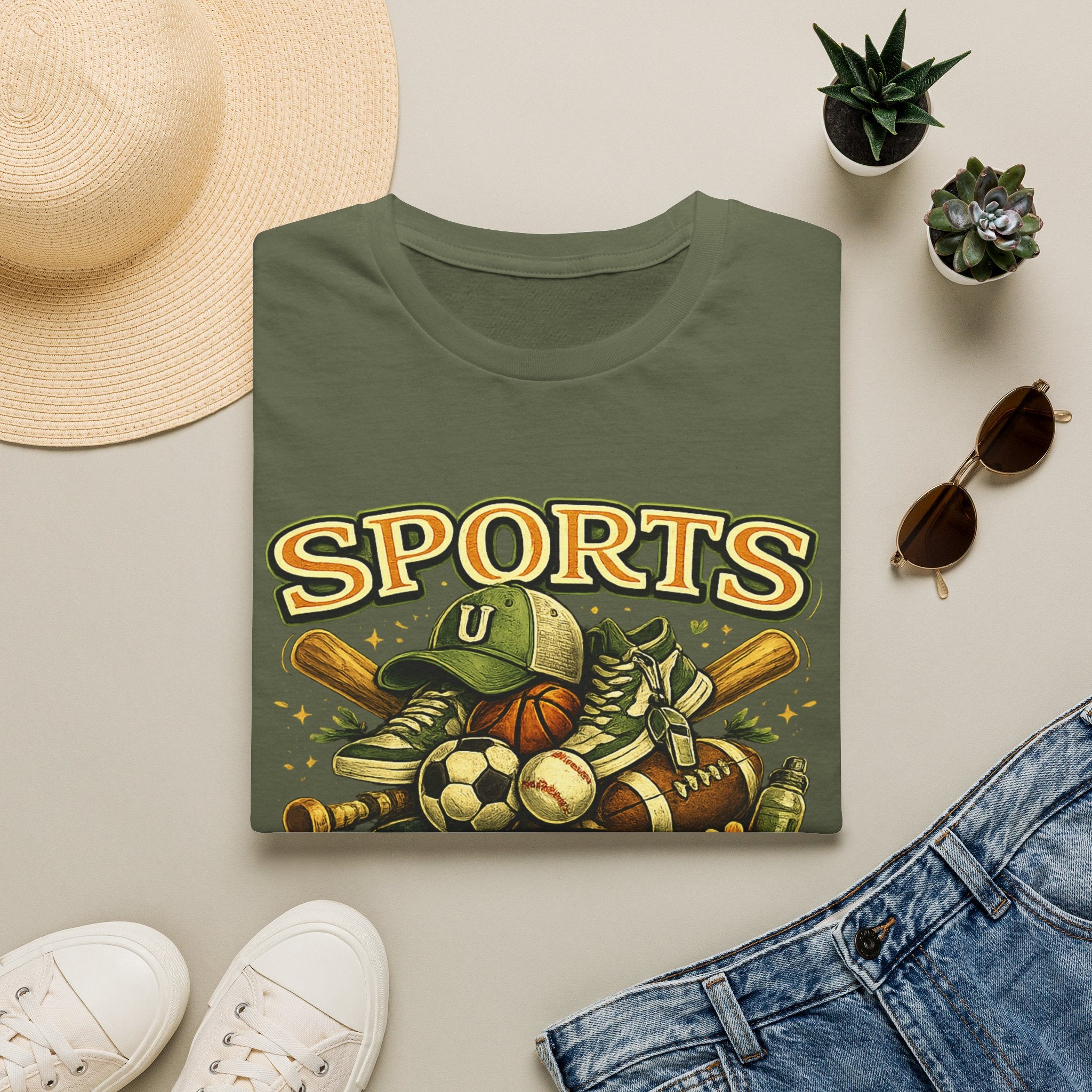 Sports Uncle T-Shirt — Vintage Multi-Sport Design (Baseball, Football, Soccer, Basketball)