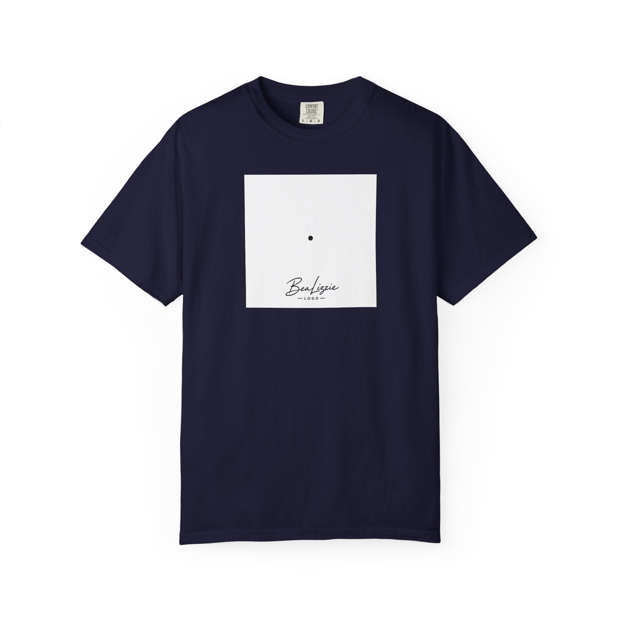 Minimalist "Breathe" Script T-Shirt — Small Center Dot Design