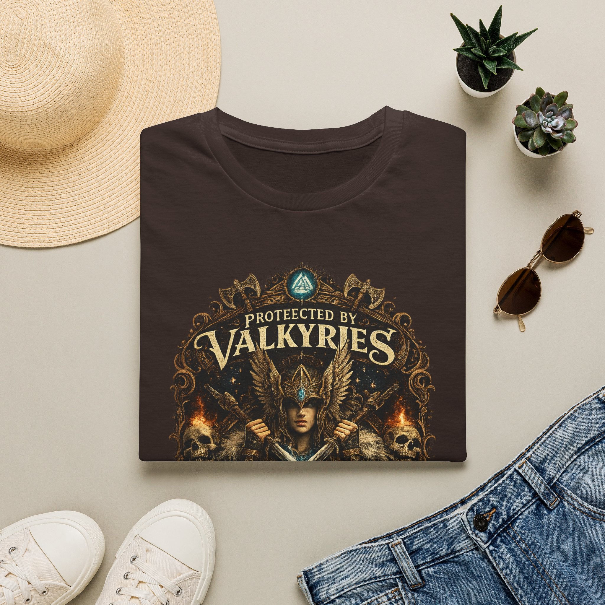 Valkyries T‑Shirt — "Protected by Valkyries" Norse Warrior Tee