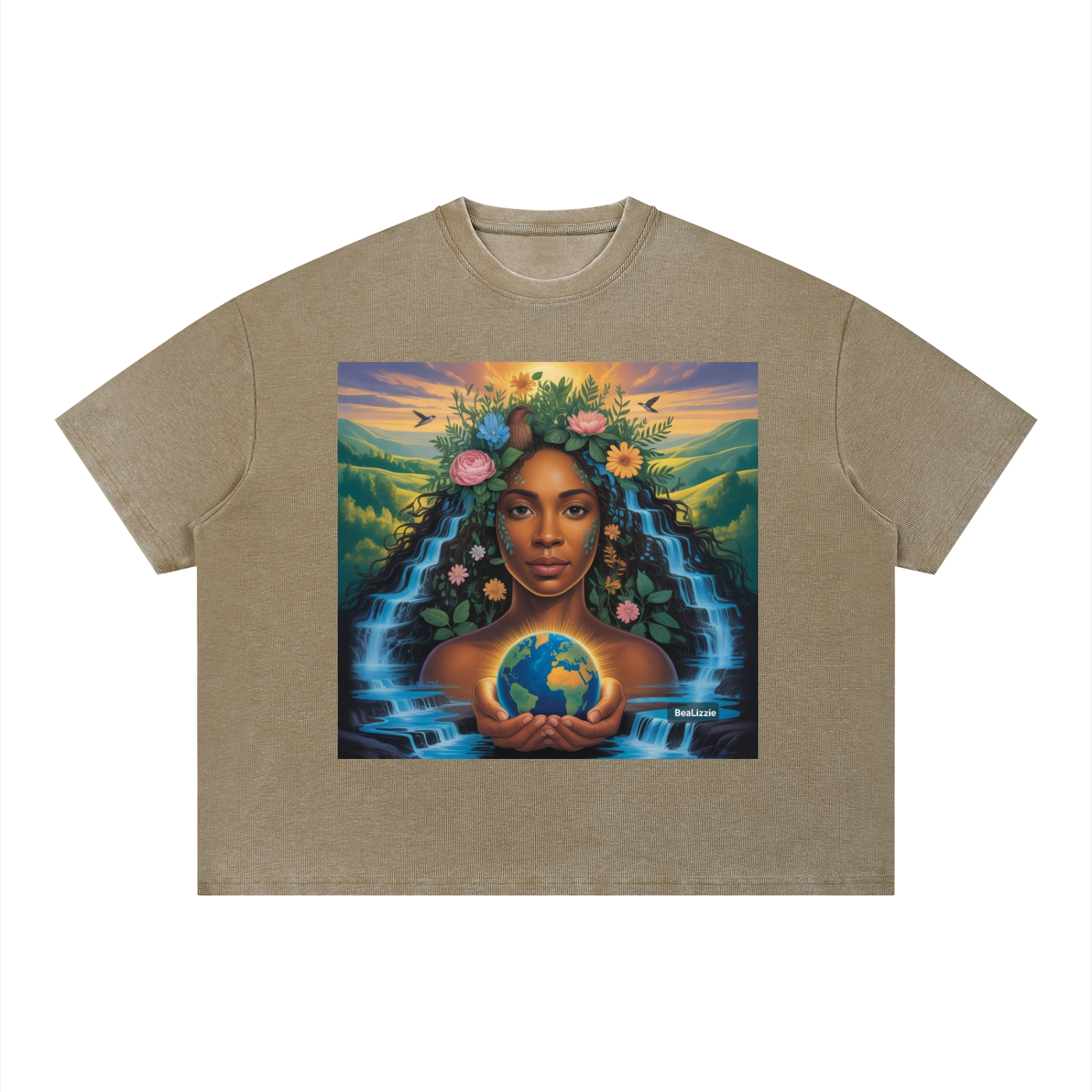 Unisex Vintage Wash Sunfade Boxy Waffle T-Shirt