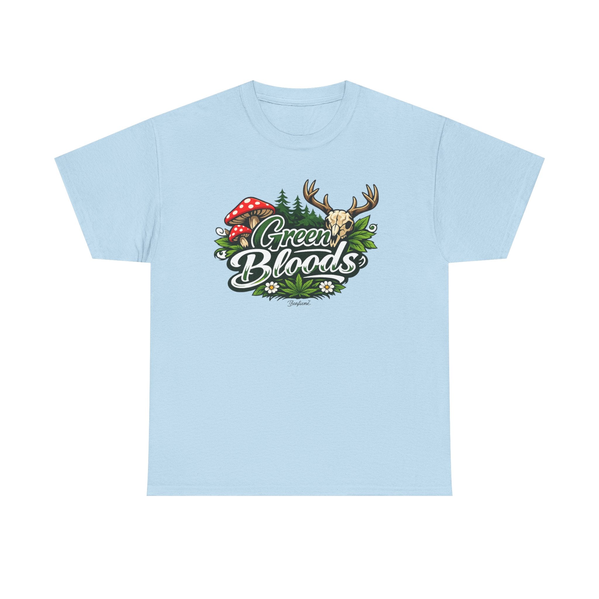 Green Bloods Nature T-Shirt – Deer, Mushrooms & Forest Graphic Tee
