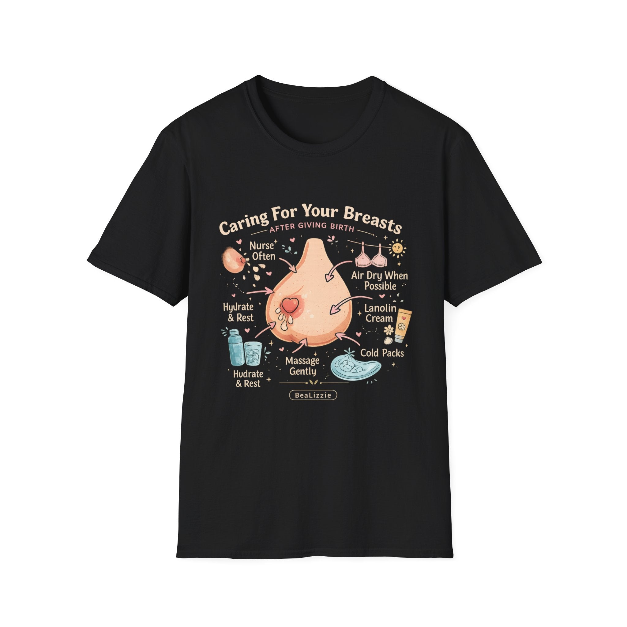 Breastfeeding Care T-Shirt — Caring For Your Breasts Nursing Guide Tee