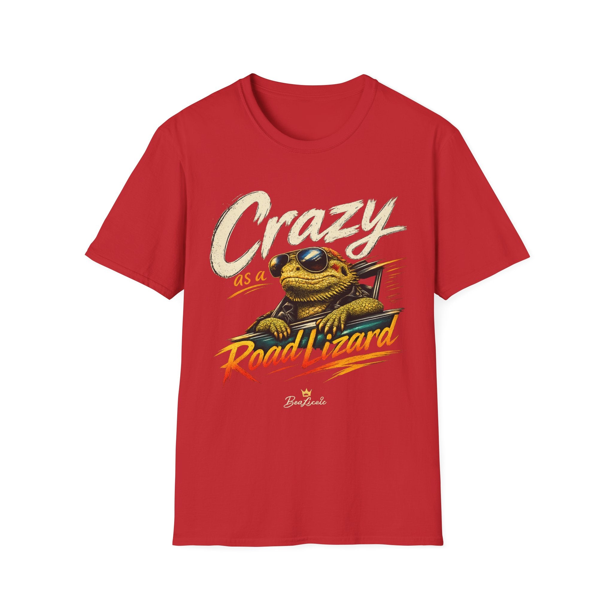 Crazy Road Lizard T-Shirt — Retro Graphic Tee with Sunglasses Lizard