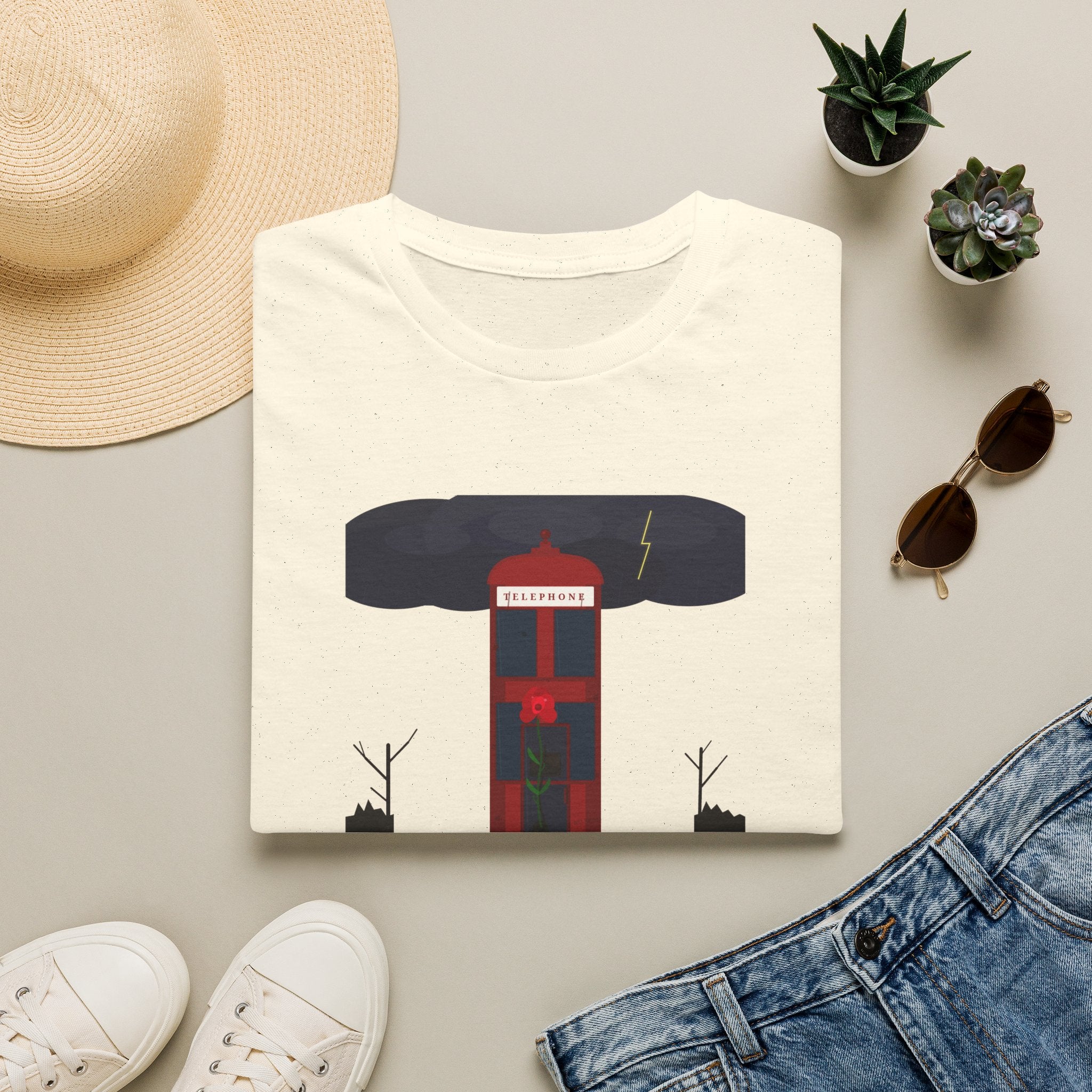 Vintage British Phone Booth T-Shirt — 'Telephone' Graphic Tee