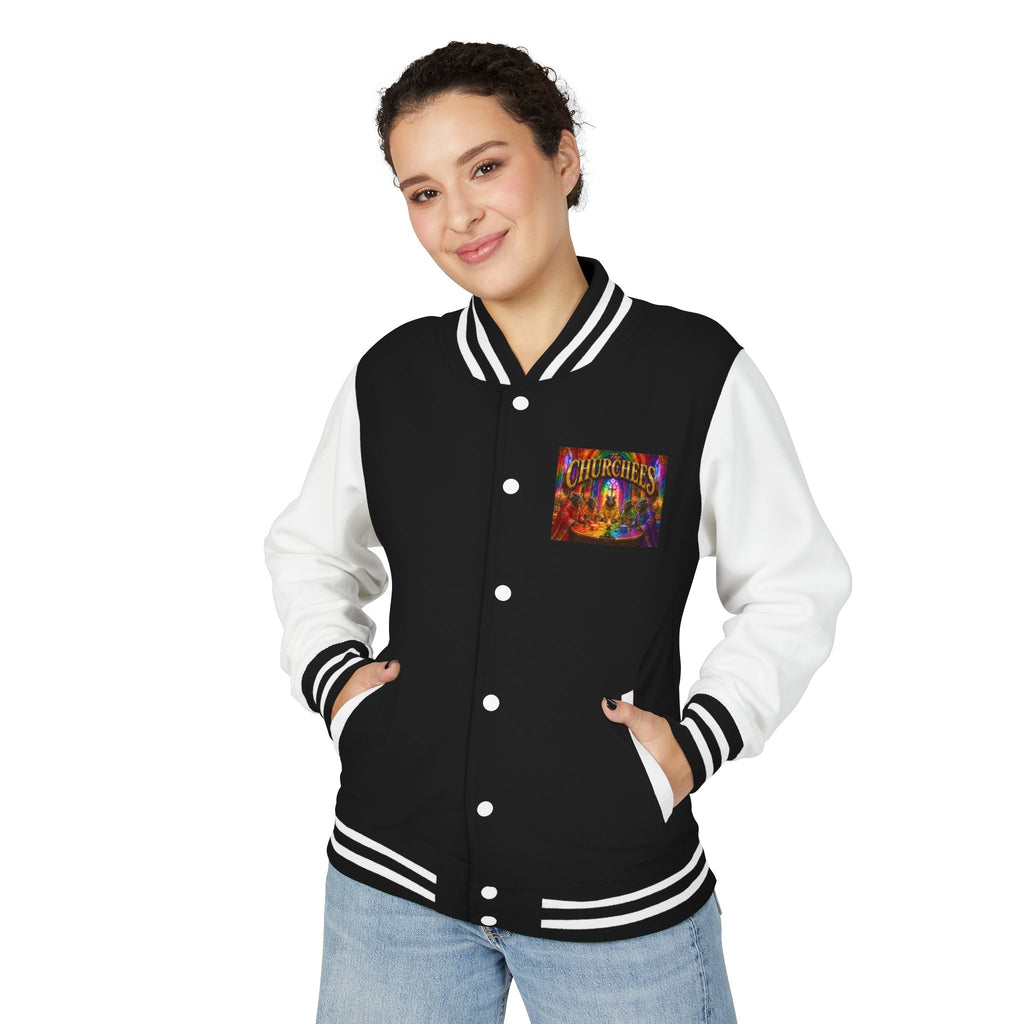 Letterman Jacket — Colorful 'The Churchlees' Retro Band Graphic