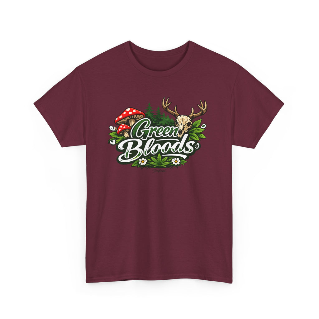 Green Bloods Nature T-Shirt – Deer, Mushrooms & Forest Graphic Tee
