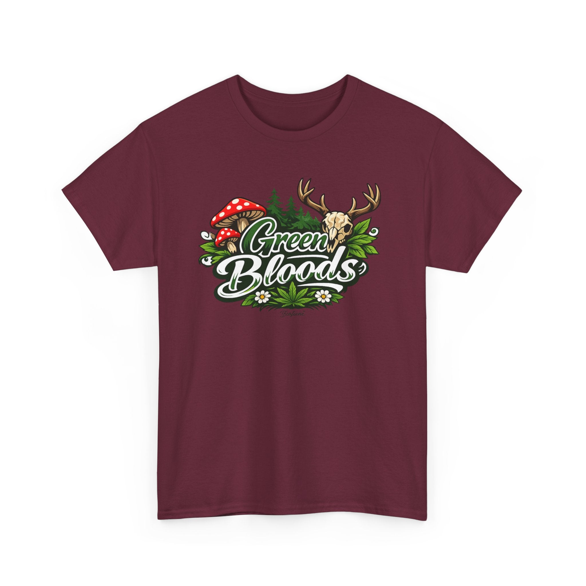 Green Bloods Nature T-Shirt – Deer, Mushrooms & Forest Graphic Tee