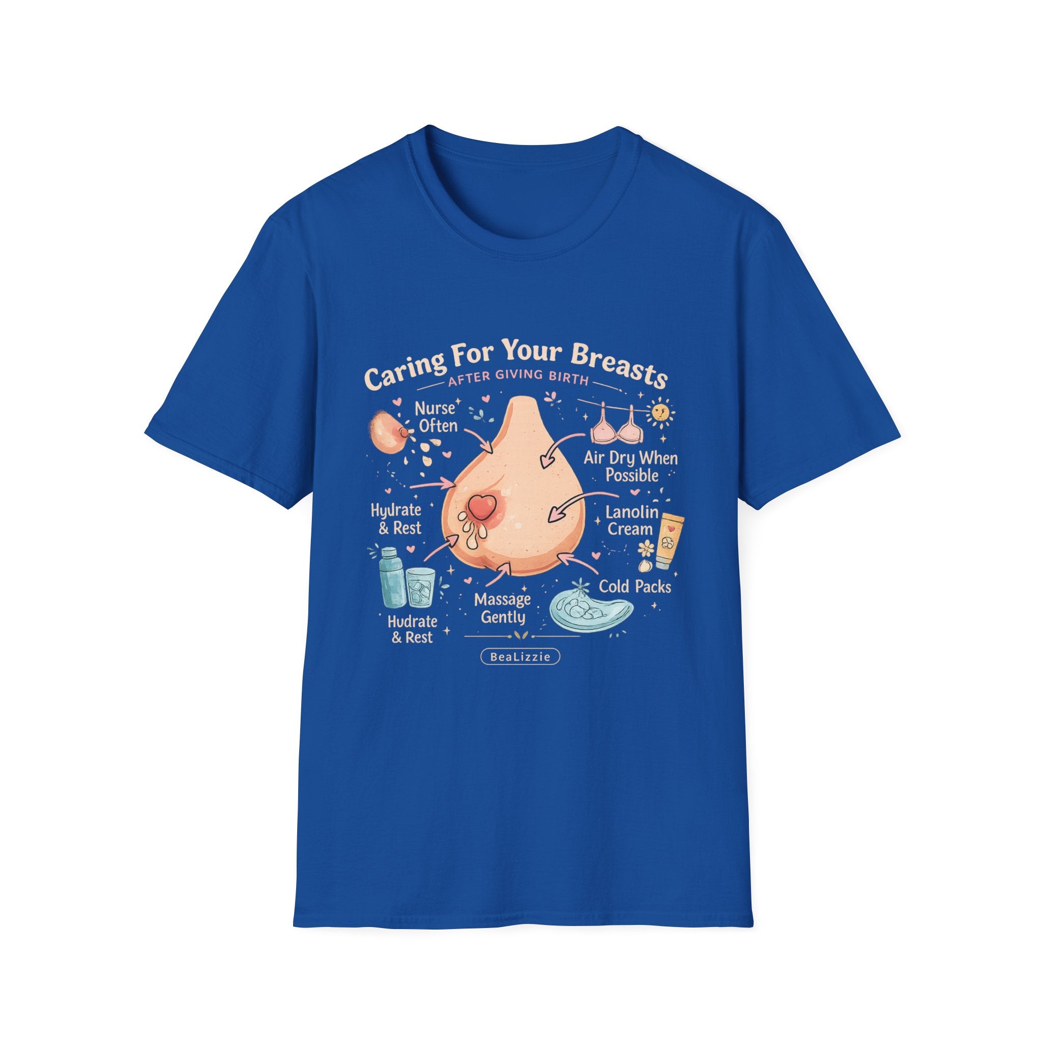 Breastfeeding Care T-Shirt — Caring For Your Breasts Nursing Guide Tee
