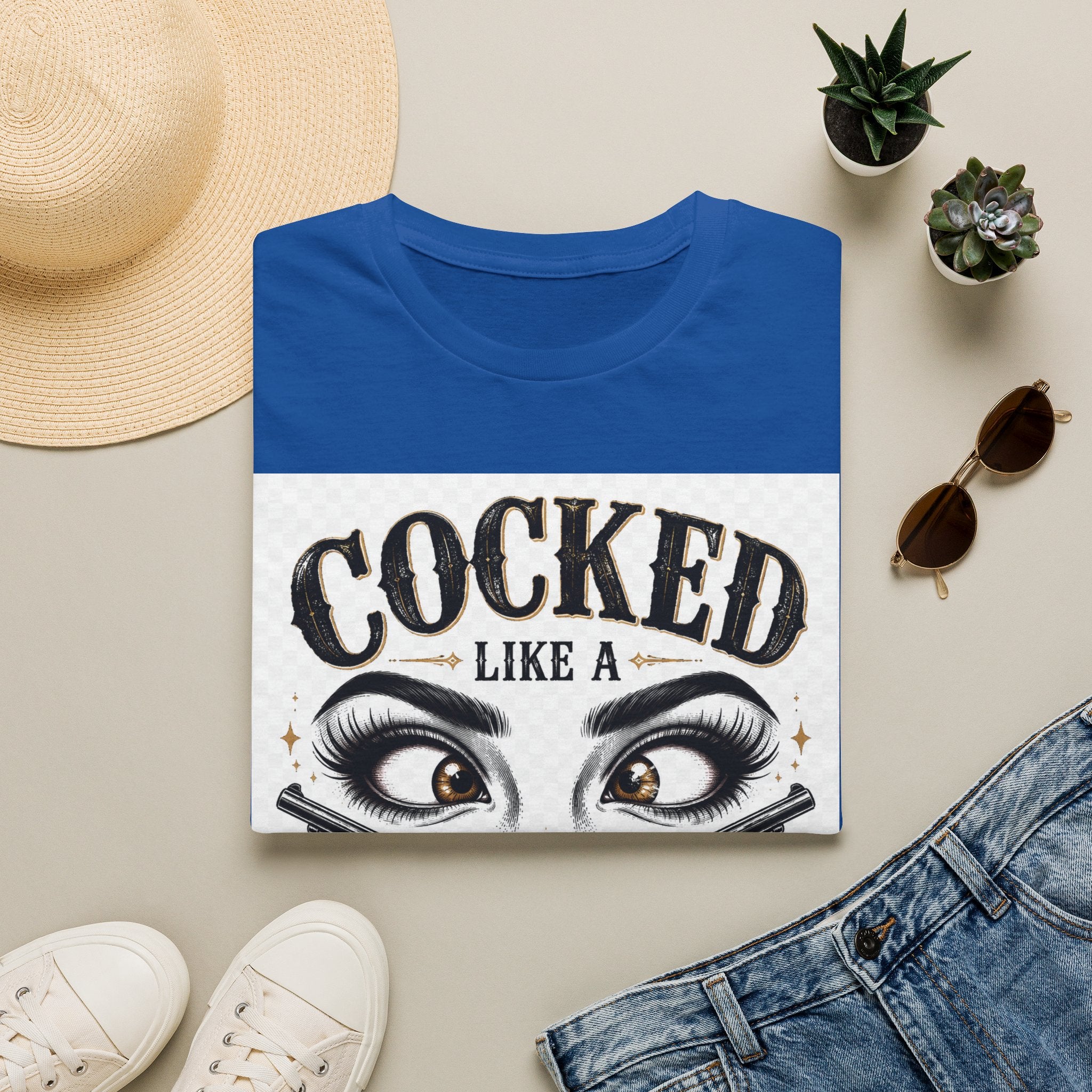 Cocked Like a Pistol T-Shirt — Retro Western Eyelash Graphic Tee