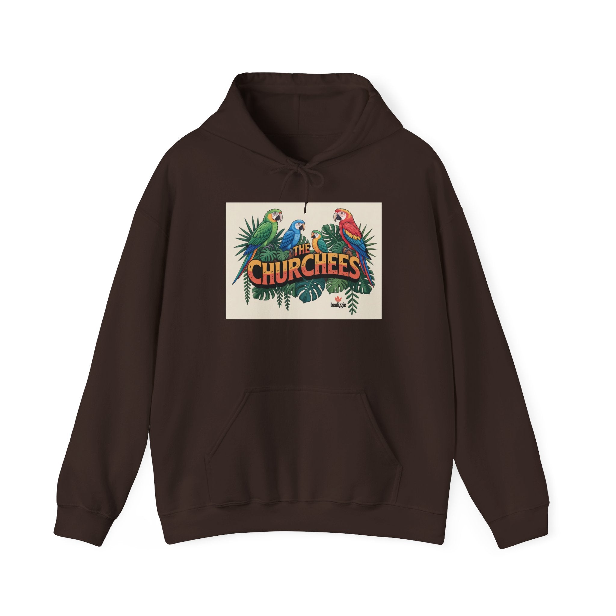 Sweat à capuche « CHURCHEES » Perroquet Tropical – Pull graphique d'oiseau insulaire vintage