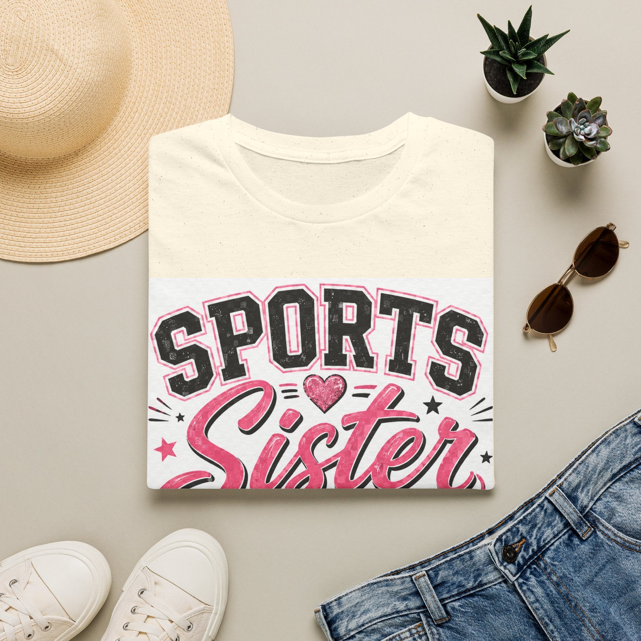 Sports Sister T-Shirt — Athletic Sister Tee with Sports Balls Graphic
