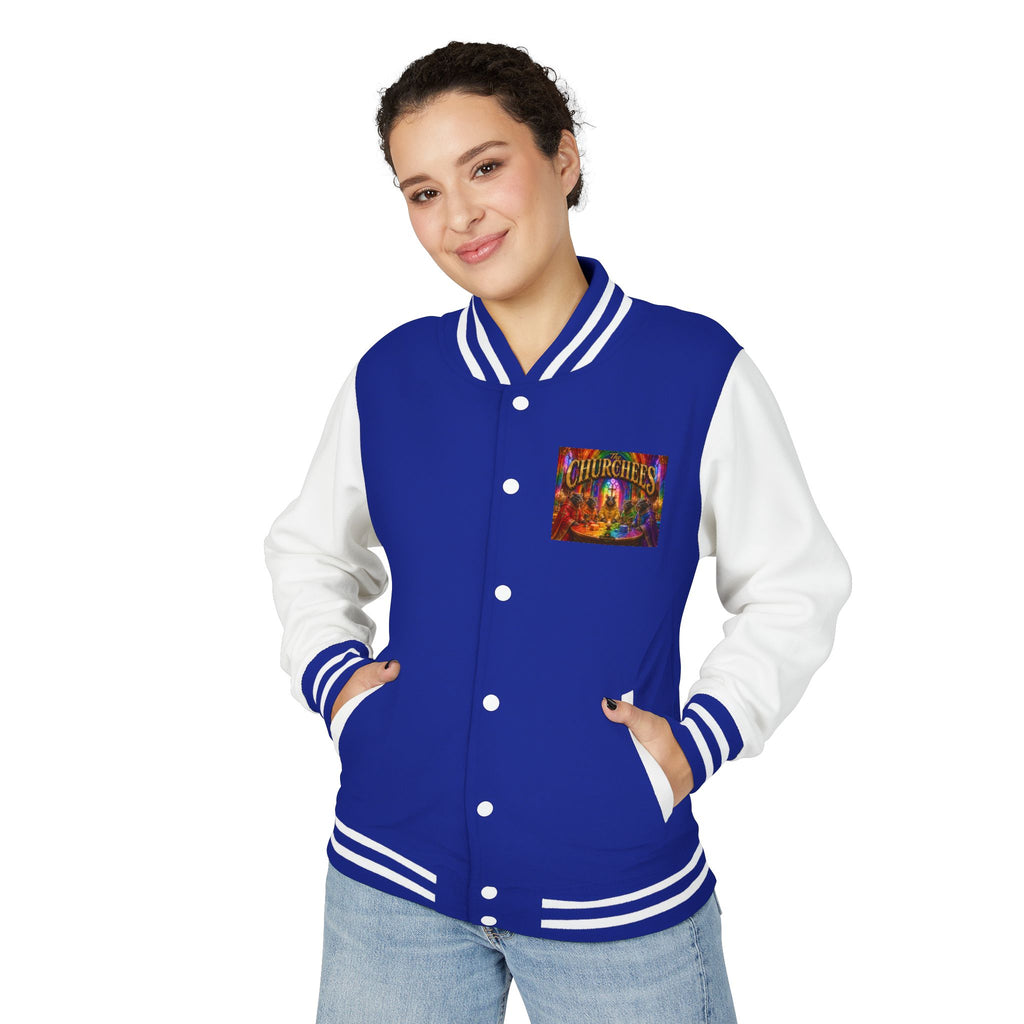 Letterman Jacket — Colorful 'The Churchlees' Retro Band Graphic