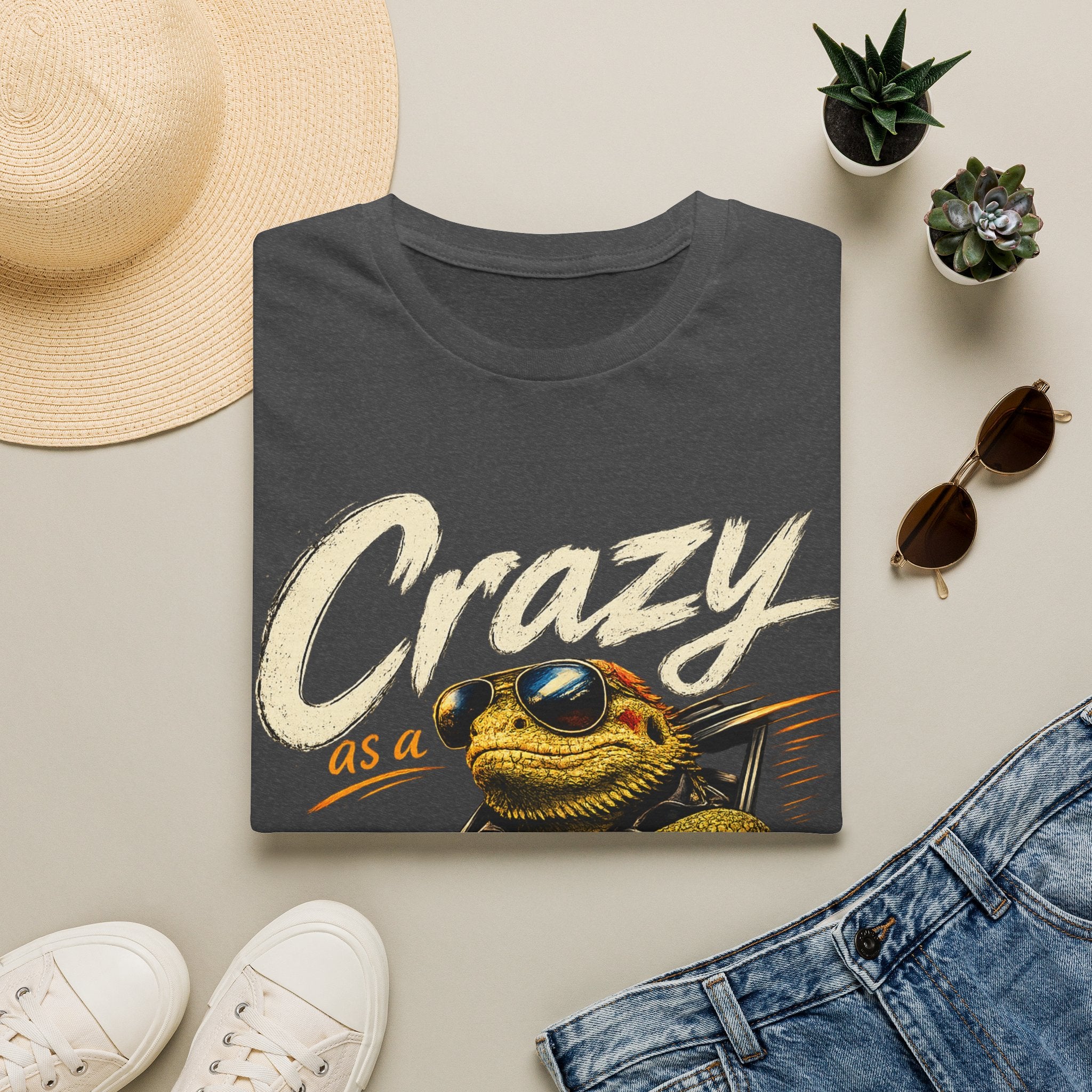 Crazy Road Lizard T-Shirt — Retro Graphic Tee with Sunglasses Lizard