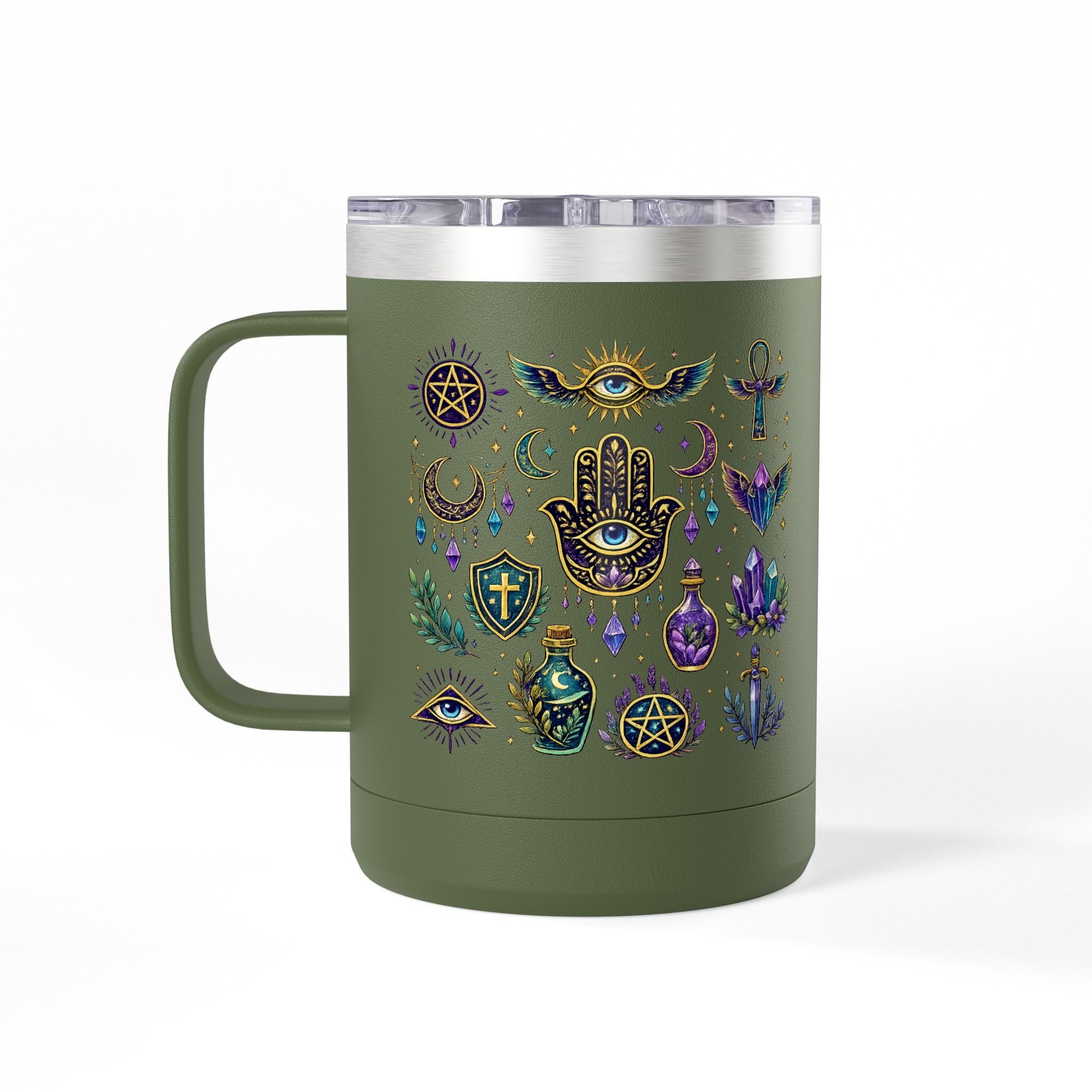 15oz Travel Mug — Purple Floral Anchor