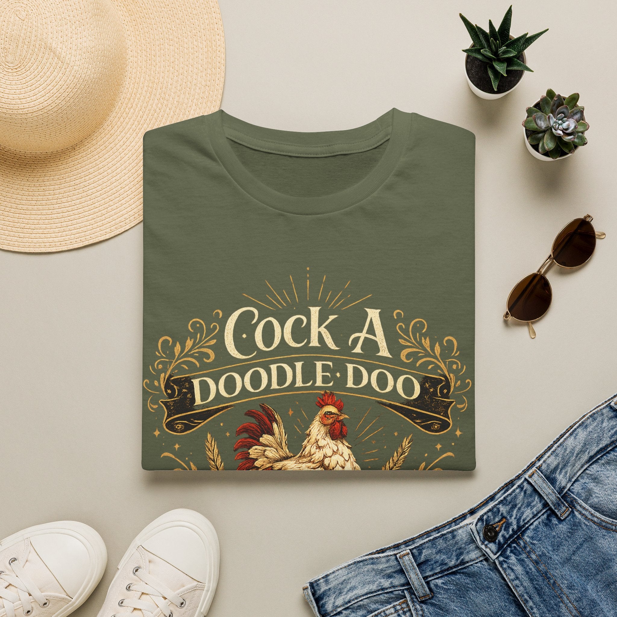 Cock A Doodle Doo T-Shirt — Funny Rooster Farmyard Graphic Tee