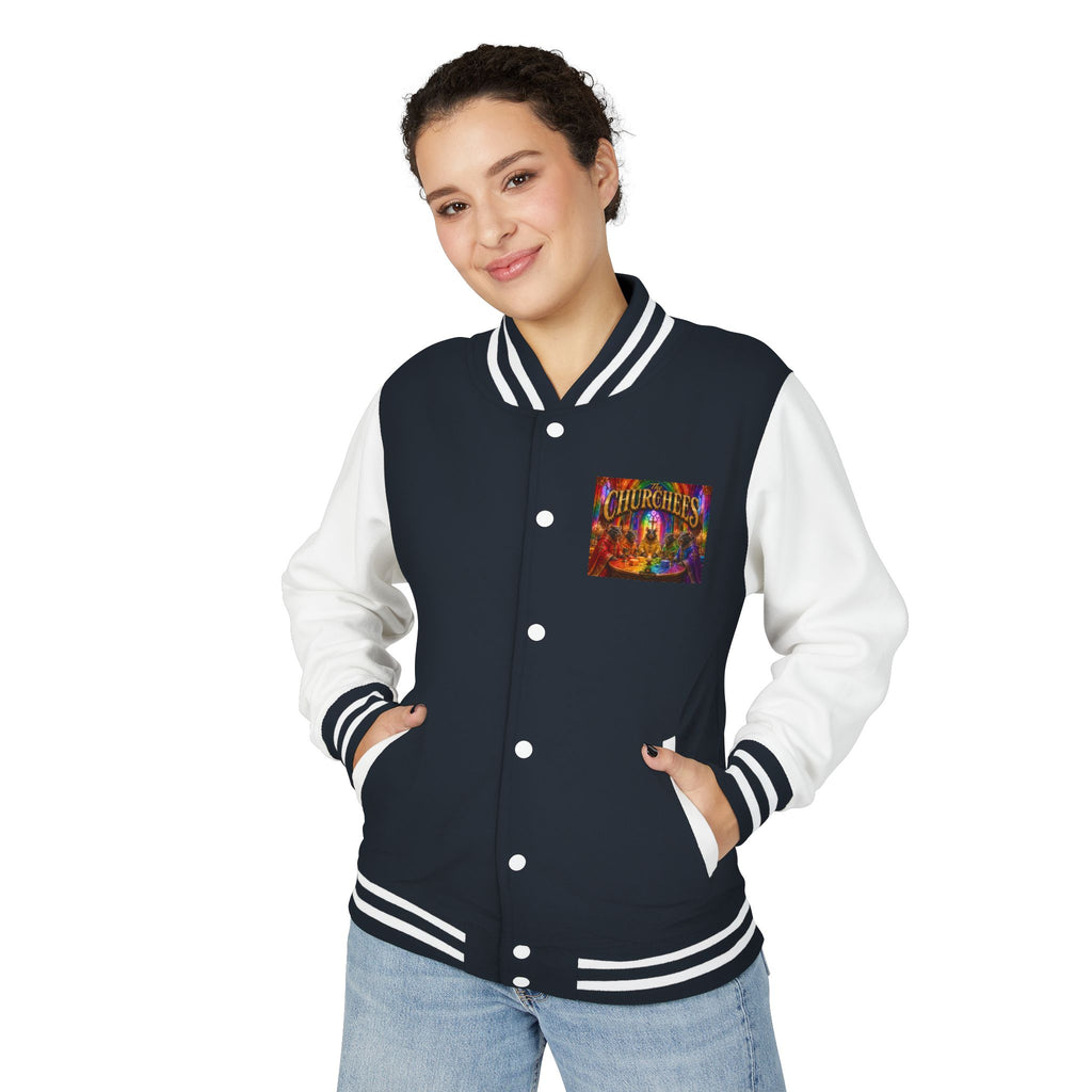 Letterman Jacket — Colorful 'The Churchlees' Retro Band Graphic