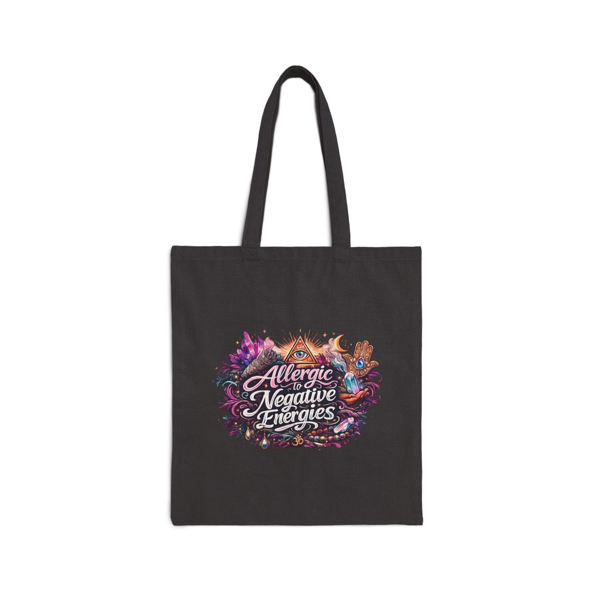 Tote Bag — "Allergic to Negative Energies" Canvas Tote, Spiritual Boho Market Bag for Yoga, Gifts & Everyday Use