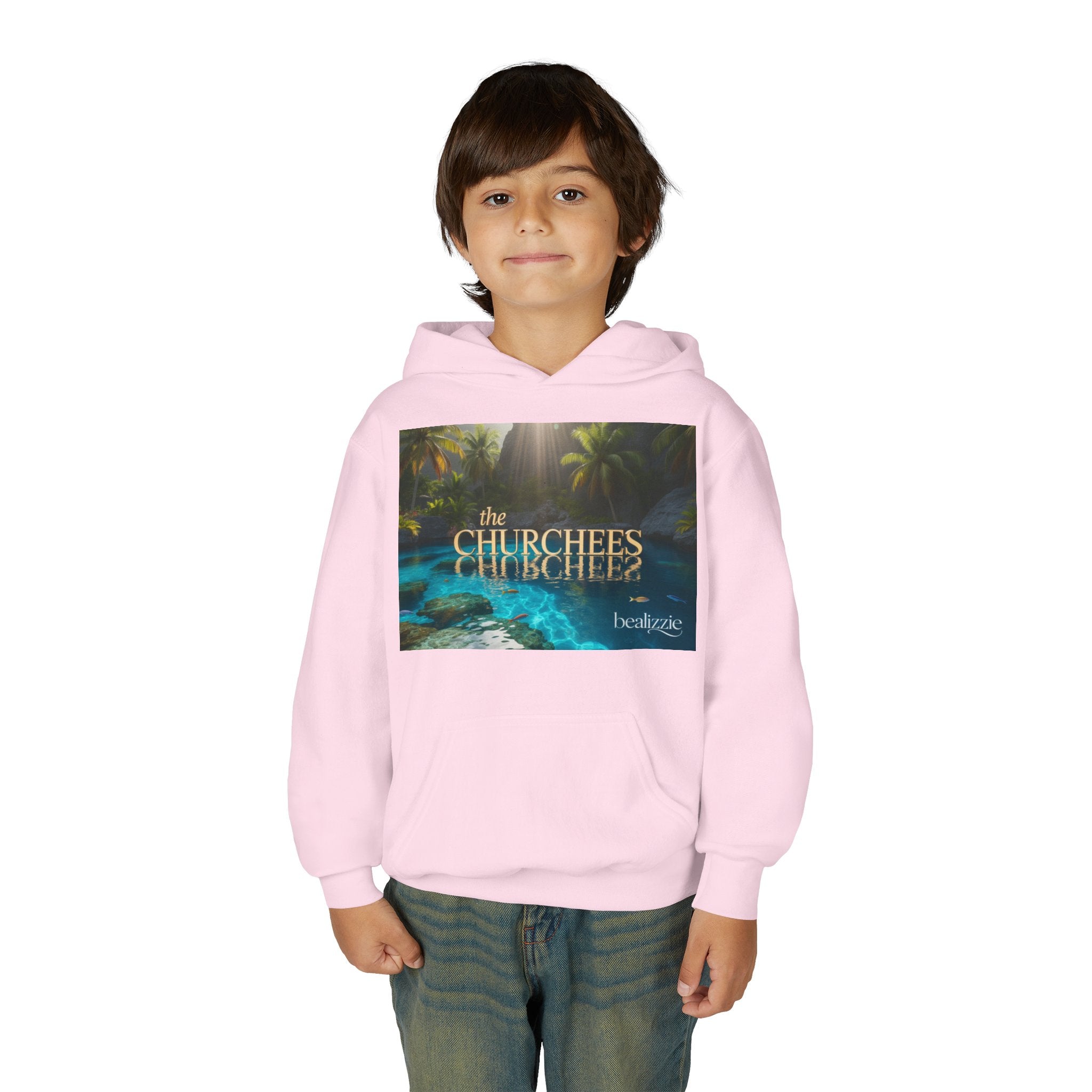 Sweat à capuche enfant – Sweat-shirt à motif piscine tropicale « The CHURCHEES »