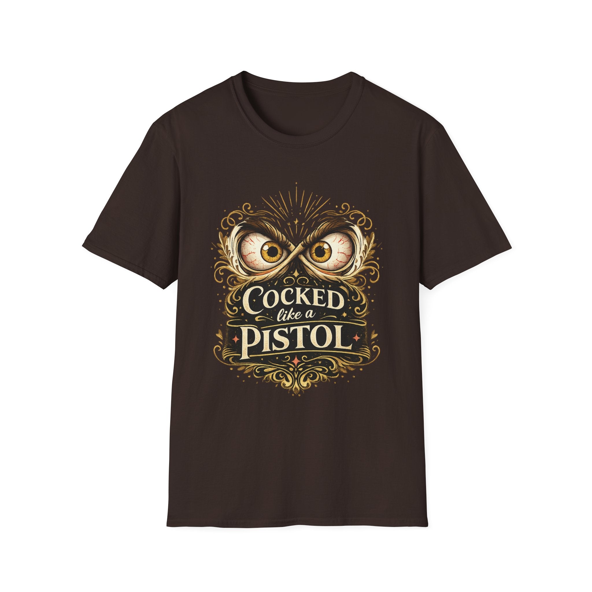 T-Shirt — "Cocked Like a Pistol" Owl Graphic Tee
