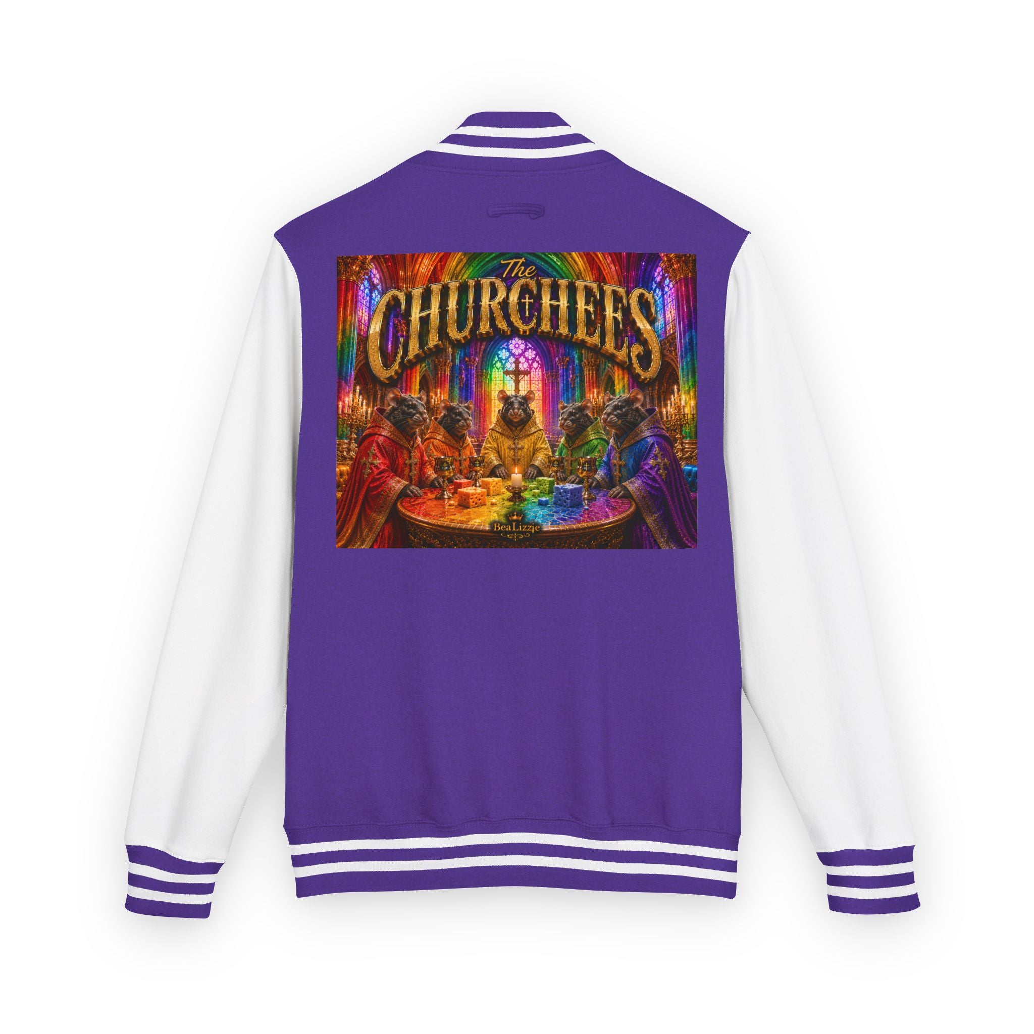 Letterman Jacket — Colorful 'The Churchlees' Retro Band Graphic