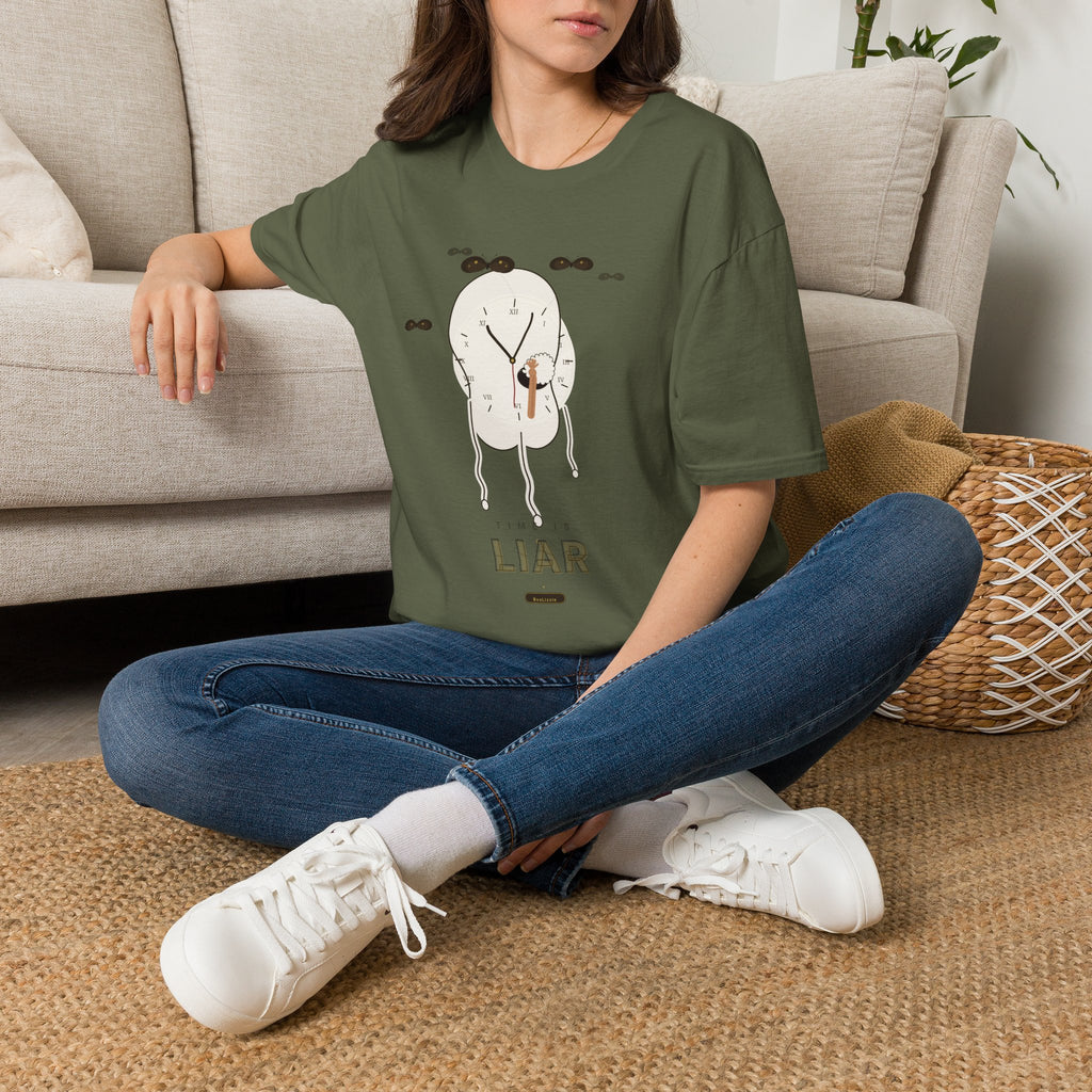 Liar Clock Graphic T‑Shirt — Quirky Surreal Illustration Tee