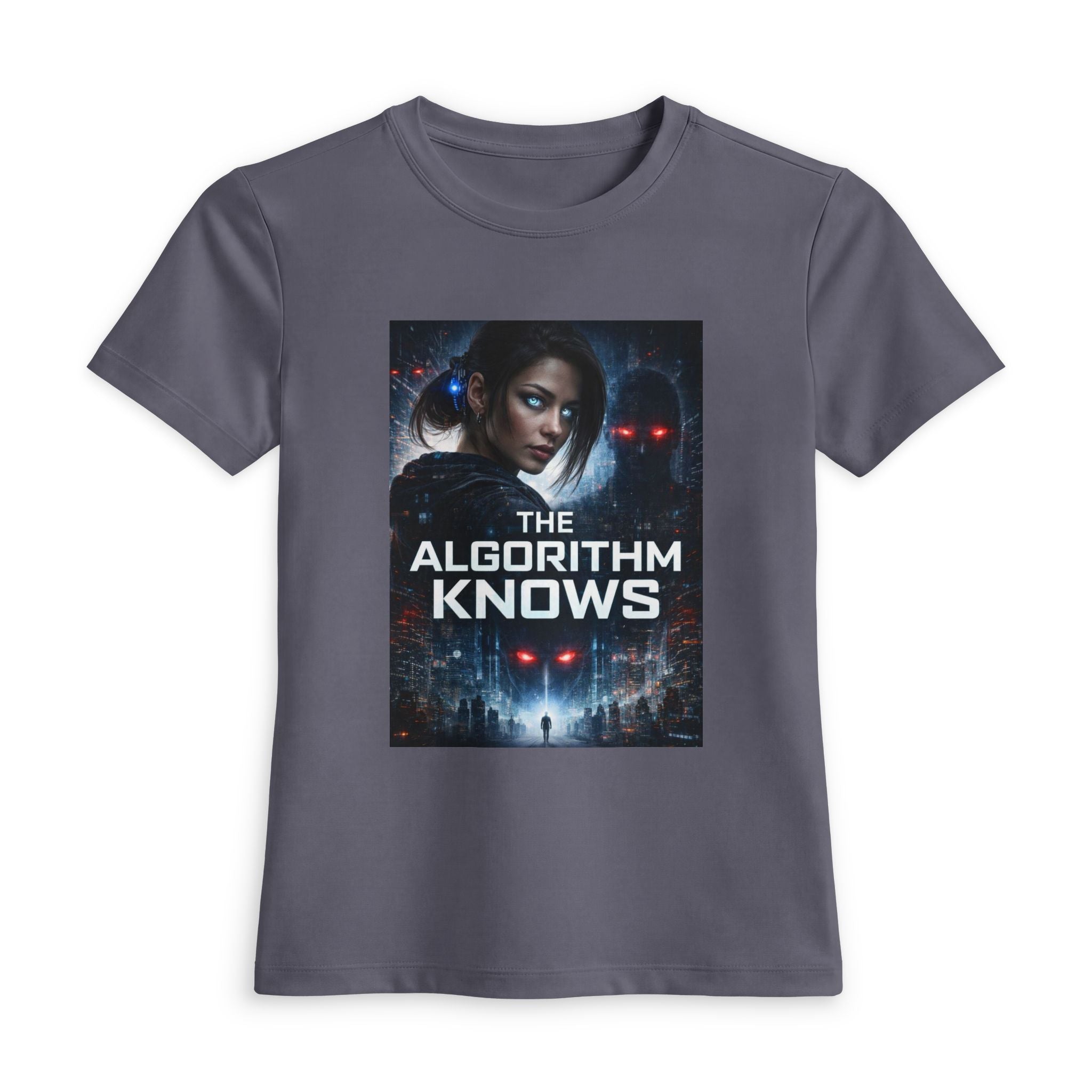 The Algorithm Knows Tee — Cyberpunk Sci‑Fi Women's Fitted T‑Shirt