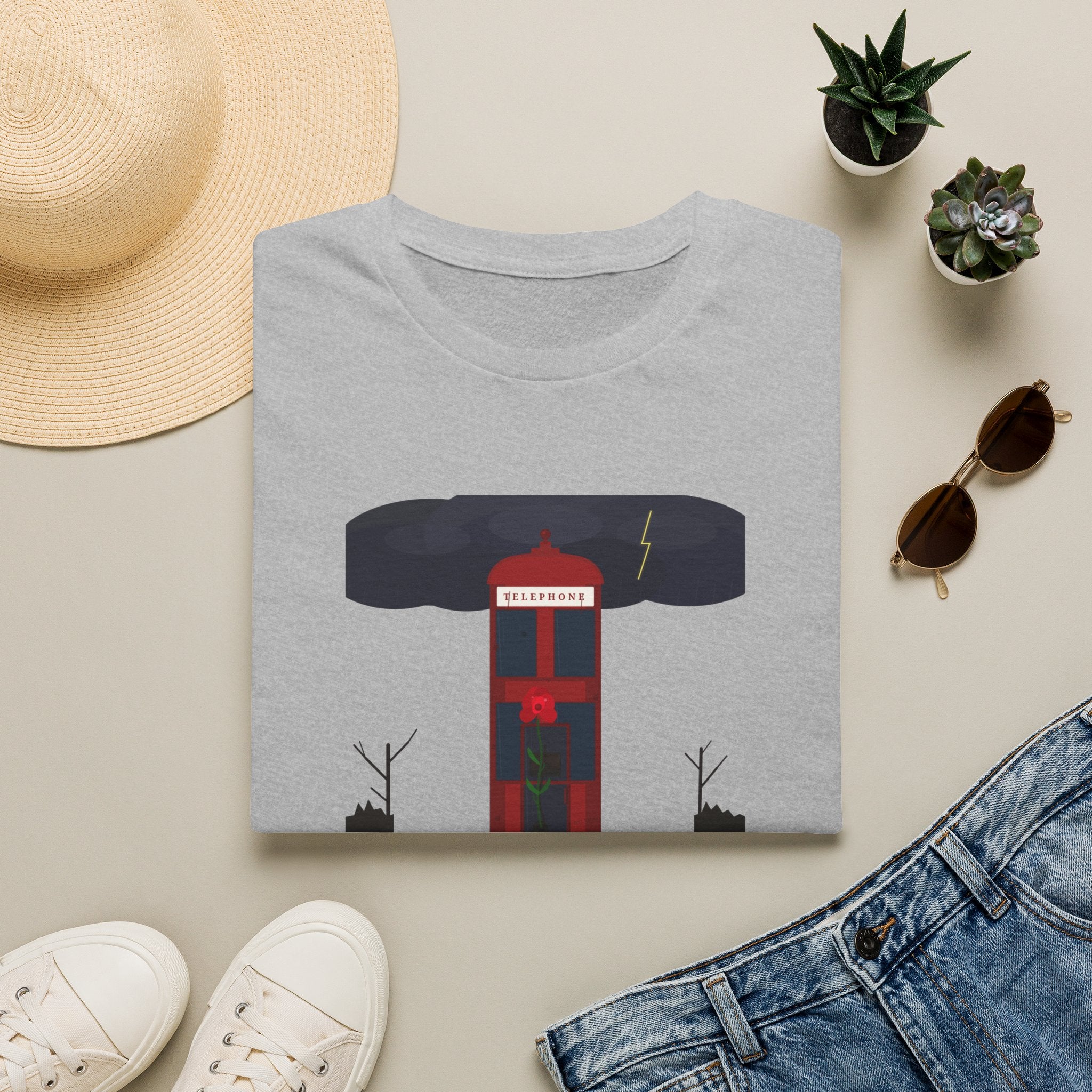 Vintage British Phone Booth T-Shirt — 'Telephone' Graphic Tee