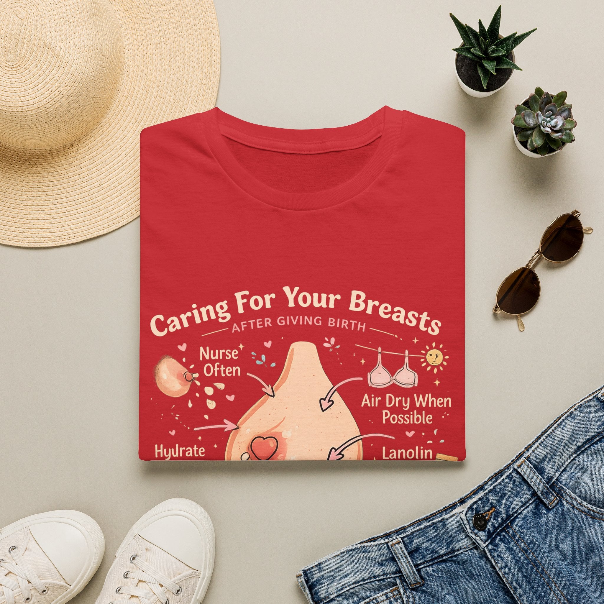Breastfeeding Care T-Shirt — Caring For Your Breasts Nursing Guide Tee