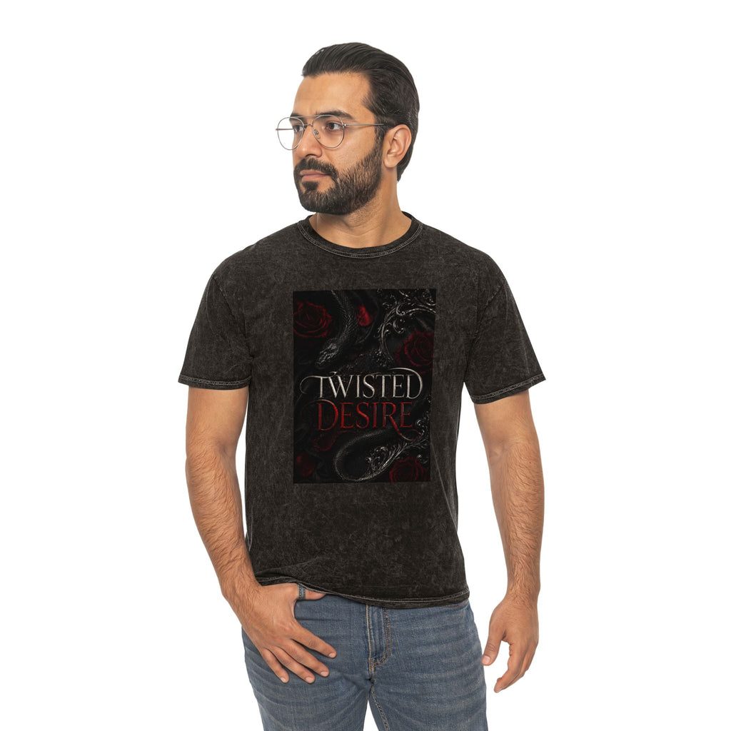 T-shirt effet délavé Twisted Desire — Imprimé serpent gothique foncé