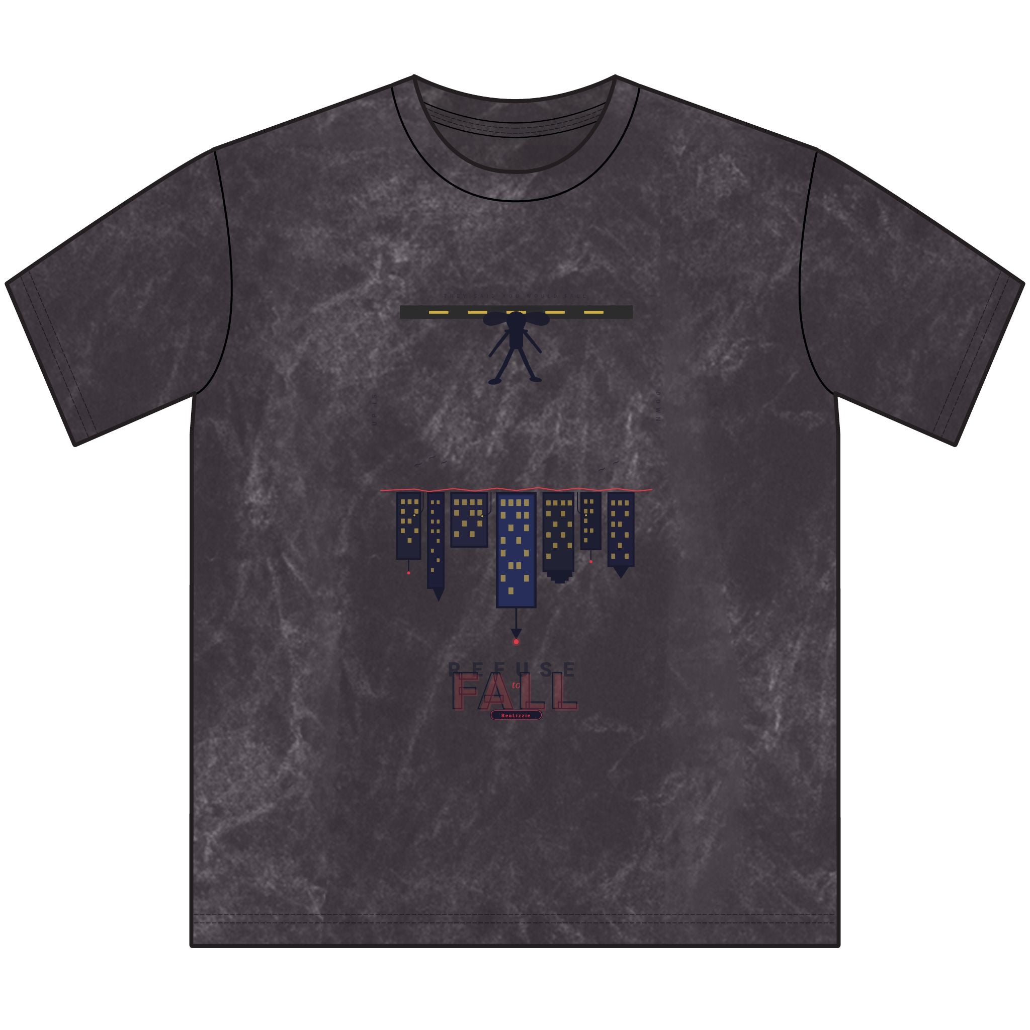 Vintage Crewneck Tee — Rustic Brown 'Pause' City Skyline Graphic Tee