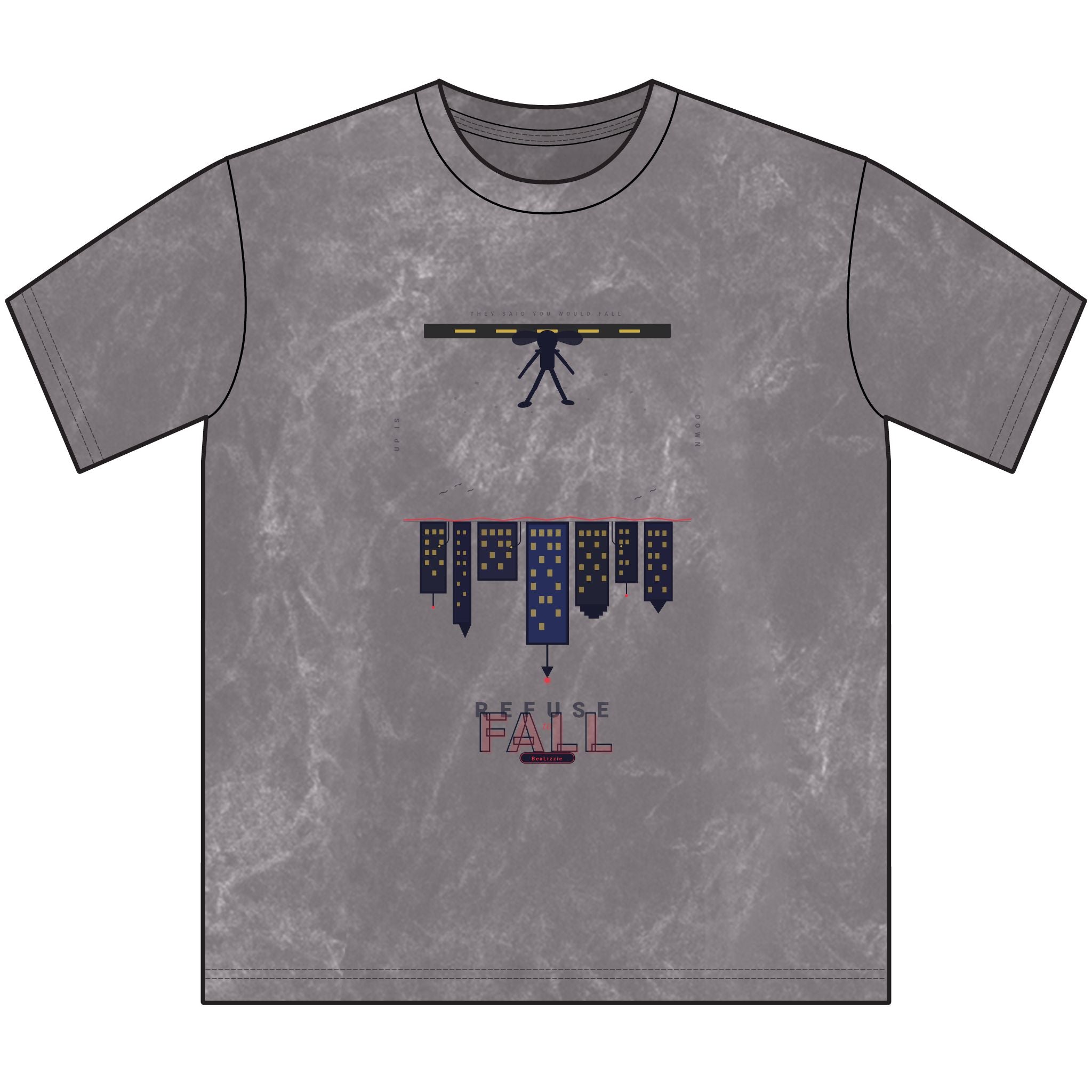Vintage Crewneck Tee — Rustic Brown 'Pause' City Skyline Graphic Tee