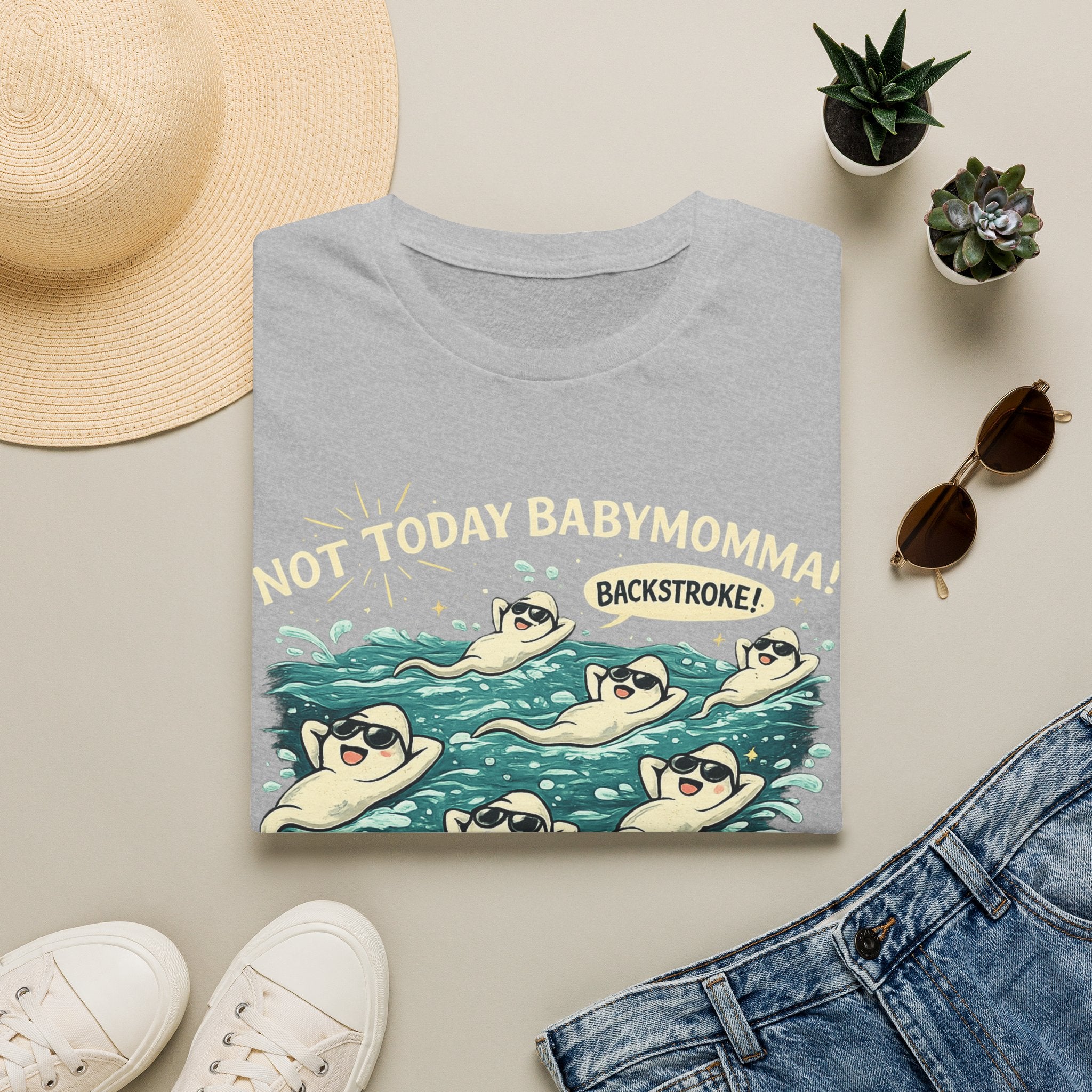Backstroke Sloths T-Shirt — Cute Retro Swimming Sloth Design ("Backstroke! Not Today Harassment")