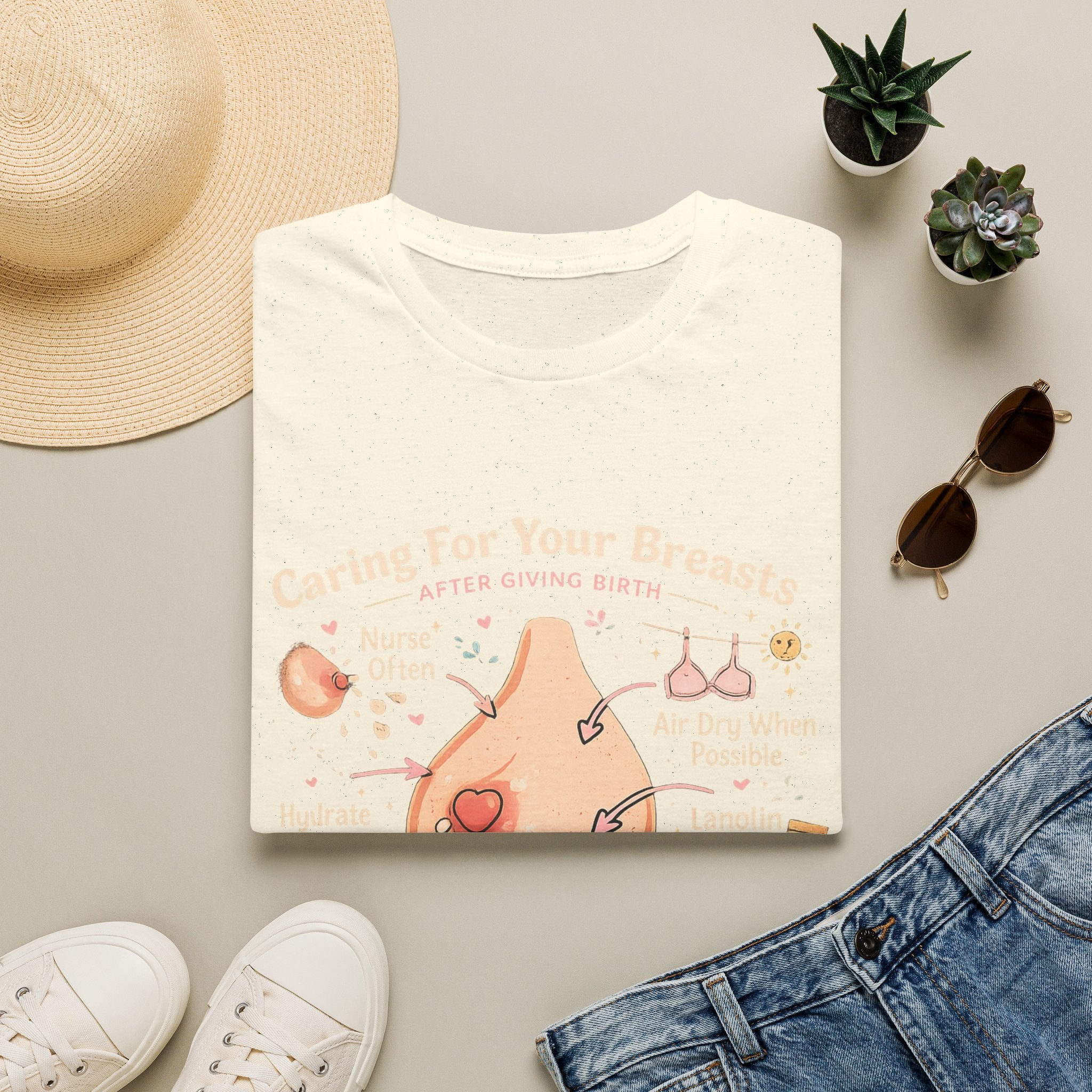 Breastfeeding Care T-Shirt — Caring For Your Breasts Nursing Guide Tee