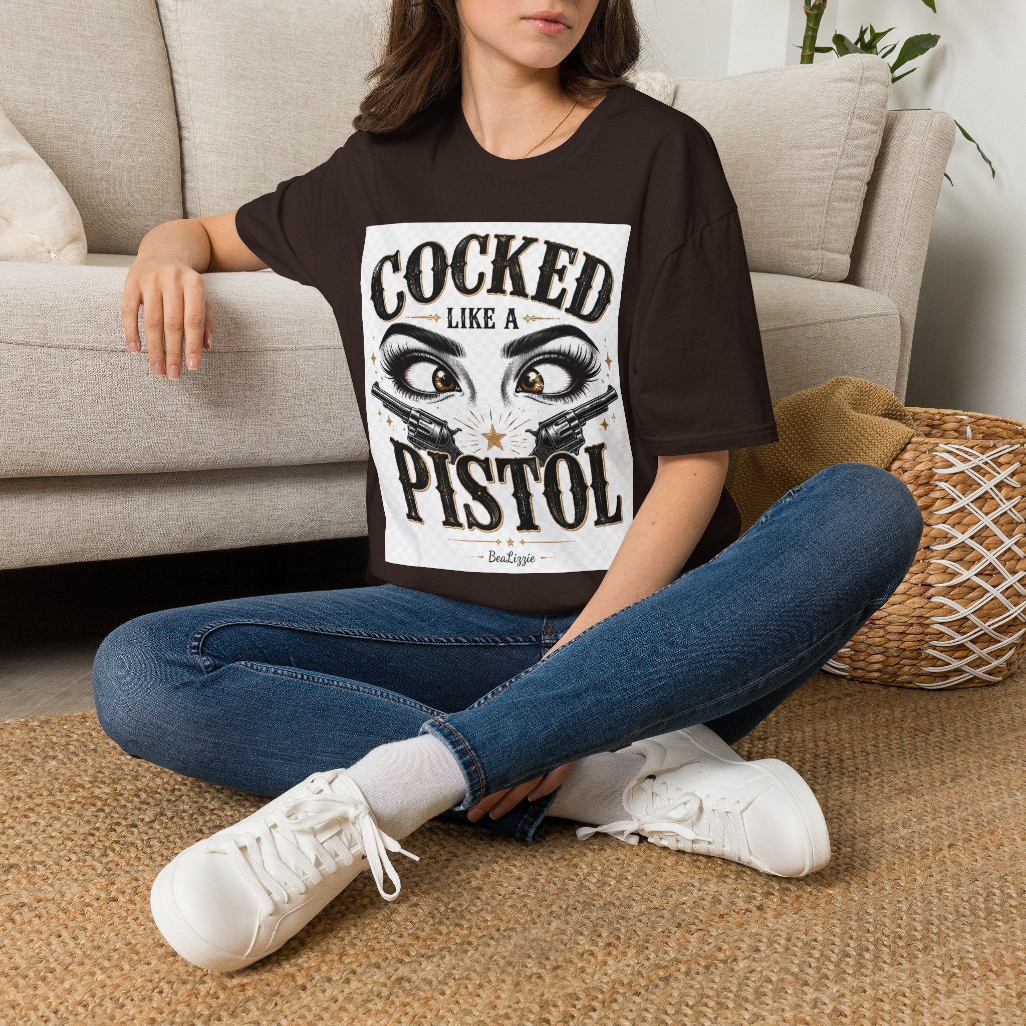 Cocked Like a Pistol T-Shirt — Retro Western Eyelash Graphic Tee