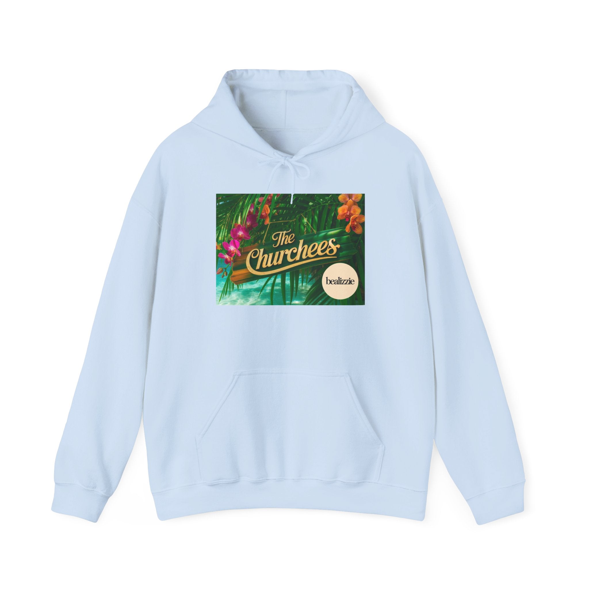 Le sweat à capuche logo Tropical de Churchees — Sweat-shirt à motif rétro inspiré des groupes de musique