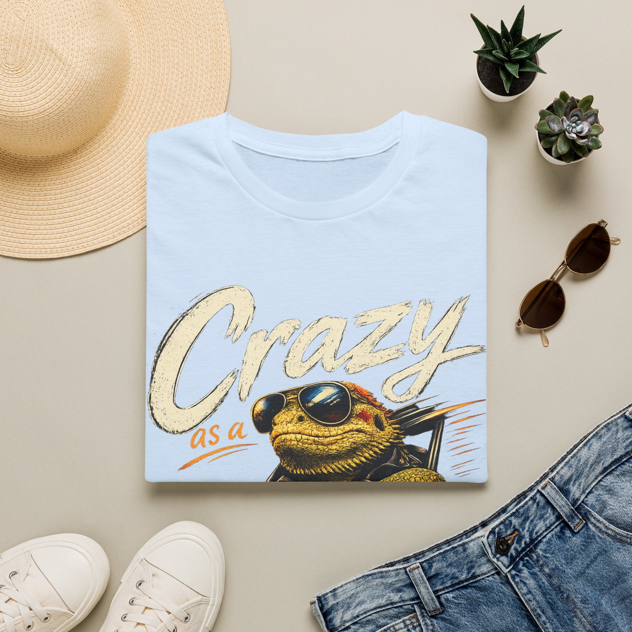 Crazy Road Lizard T-Shirt — Retro Graphic Tee with Sunglasses Lizard