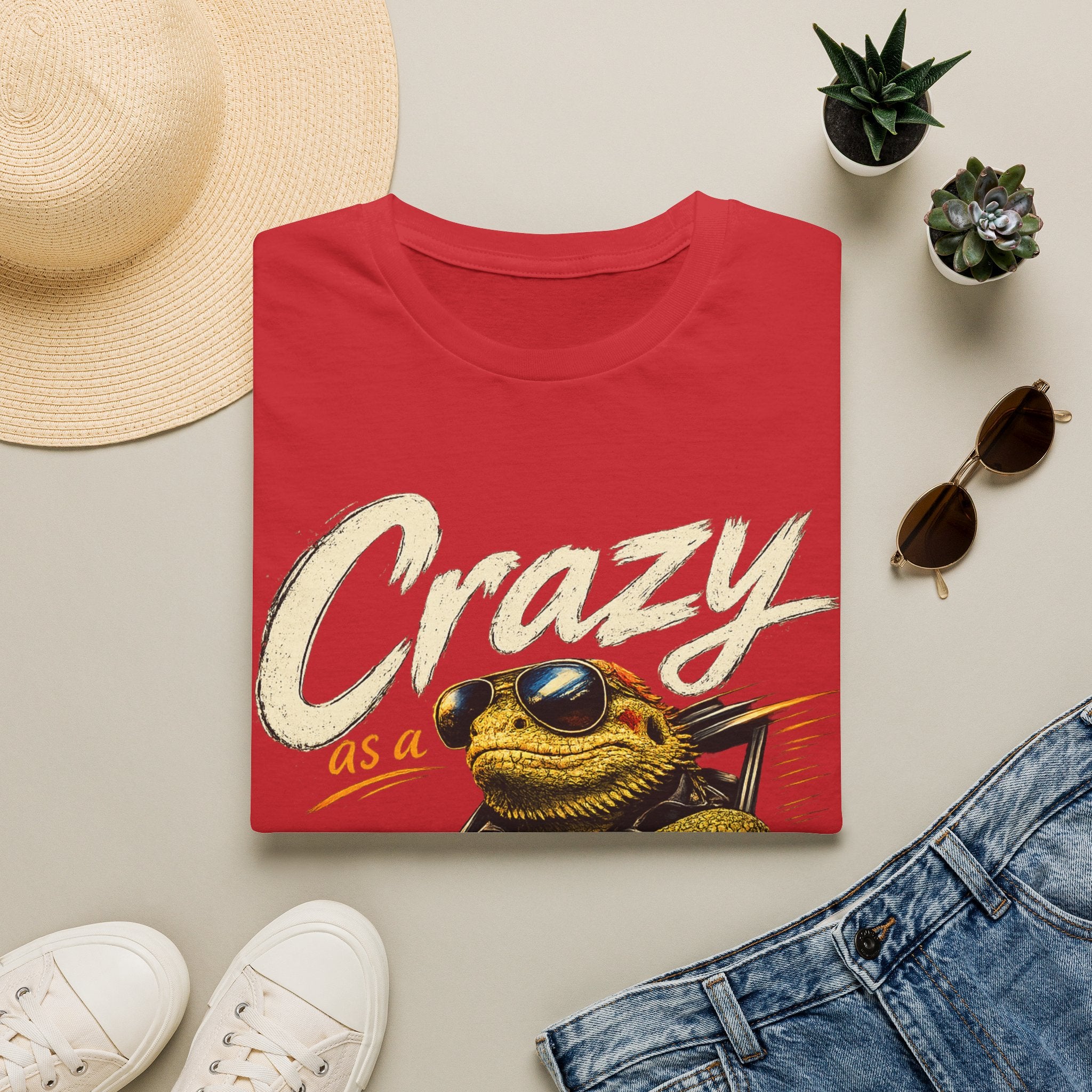 Crazy Road Lizard T-Shirt — Retro Graphic Tee with Sunglasses Lizard