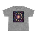 T-shirt délavé en minéral Roue du Zodiaque — T-shirt signes astrologiques cosmiques