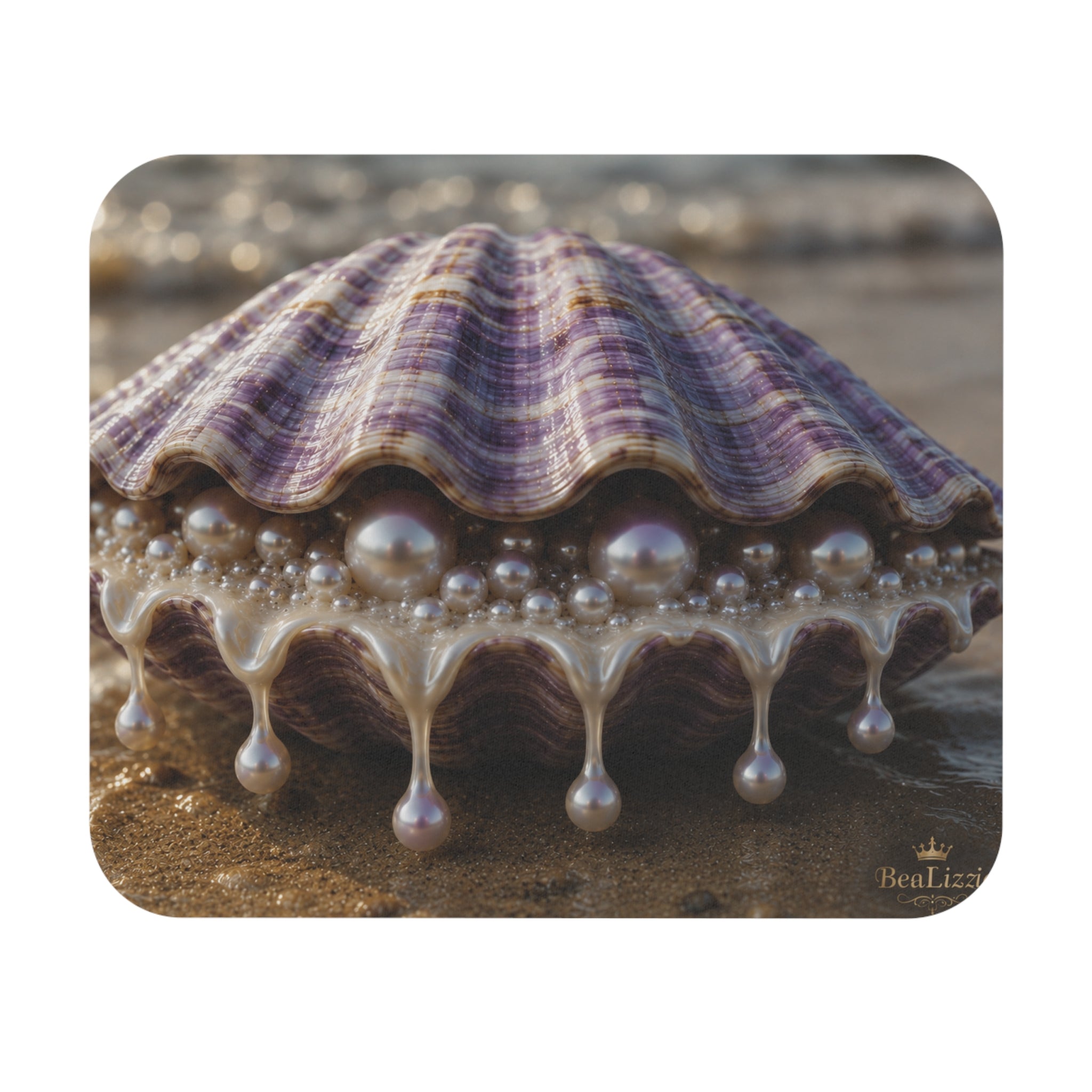 Seashell Pearl Mouse Pad — Coastal Beach Desk Mat