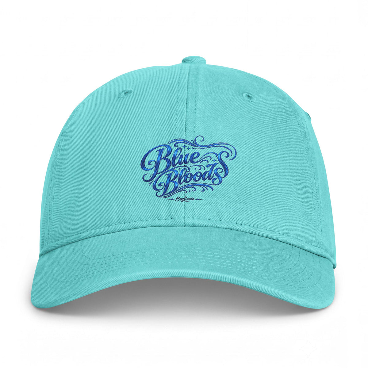 Coastal Washed Cap - 'Blue Waves' Embroidered Beach Hat