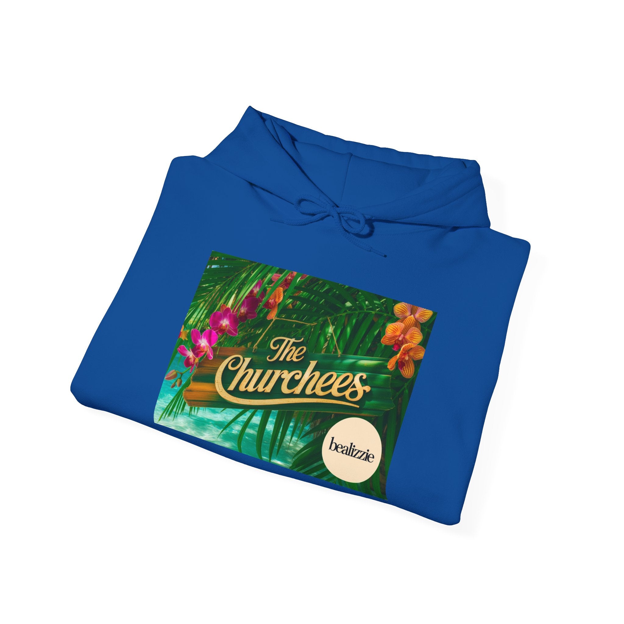 The Churchees Tropical Logo Hoodie — Retro Band-Inspired Graphic Sweatshirt