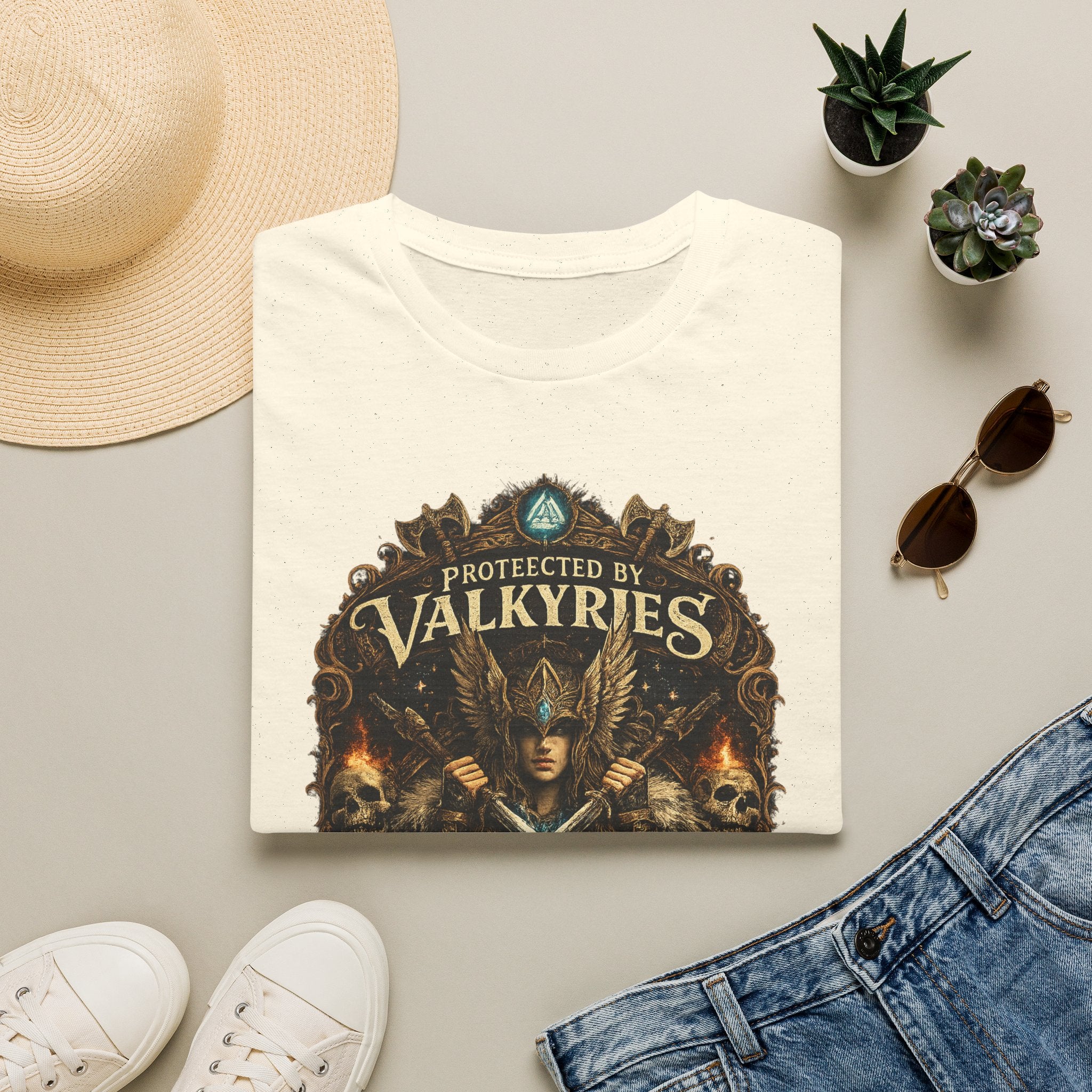 Valkyries T‑Shirt — "Protected by Valkyries" Norse Warrior Tee