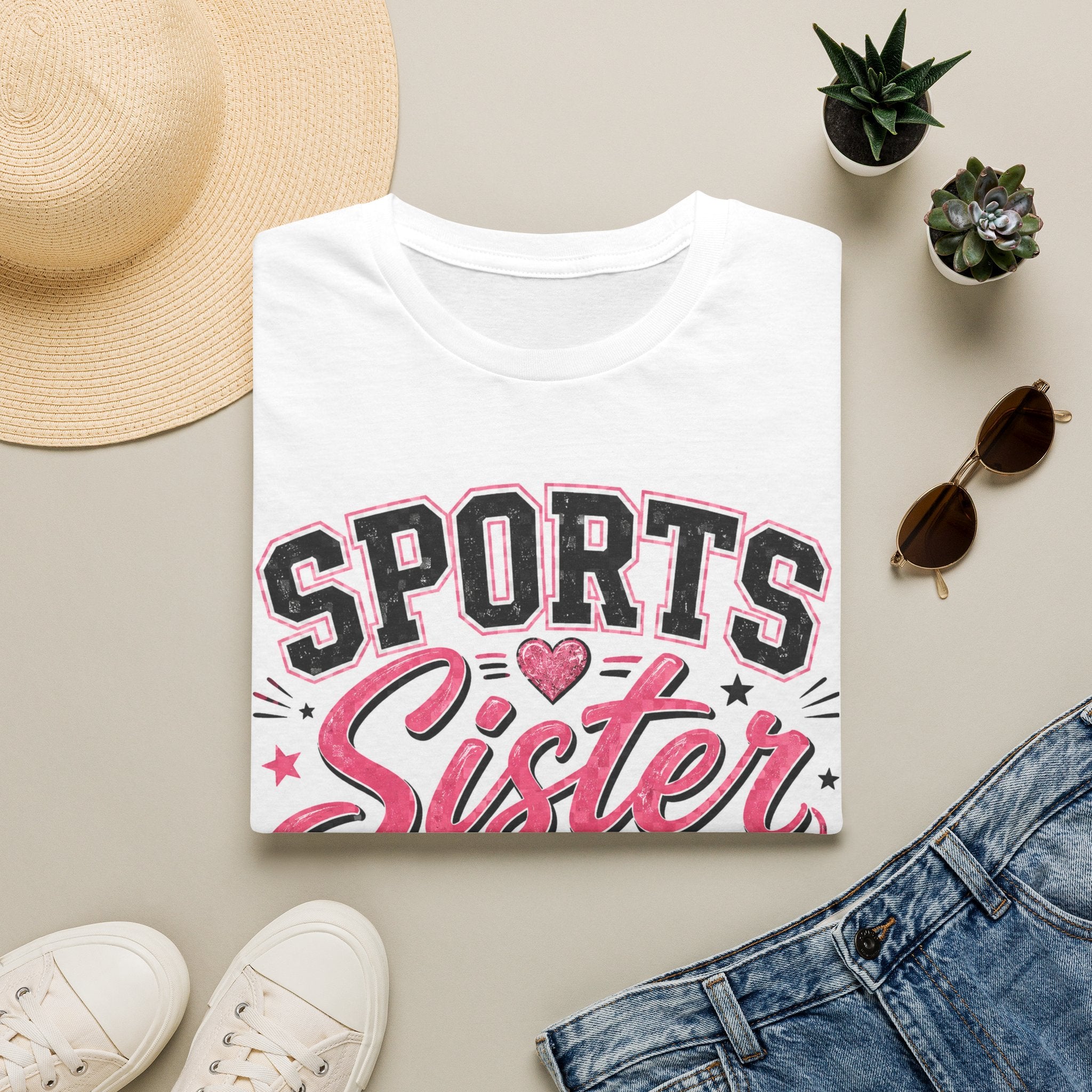 Sports Sister T-Shirt — Athletic Sister Tee with Sports Balls Graphic