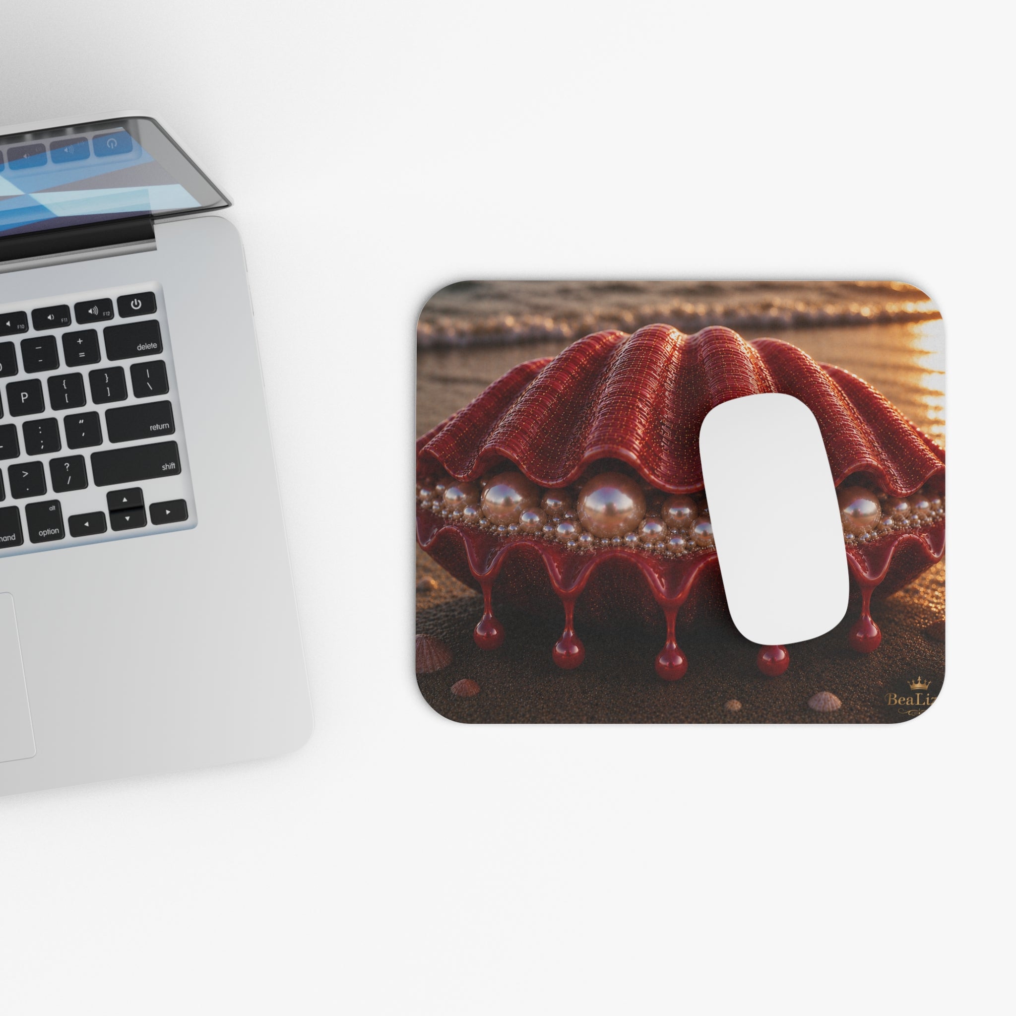 Mouse Pad — Red Seashell Beach Desk Mat