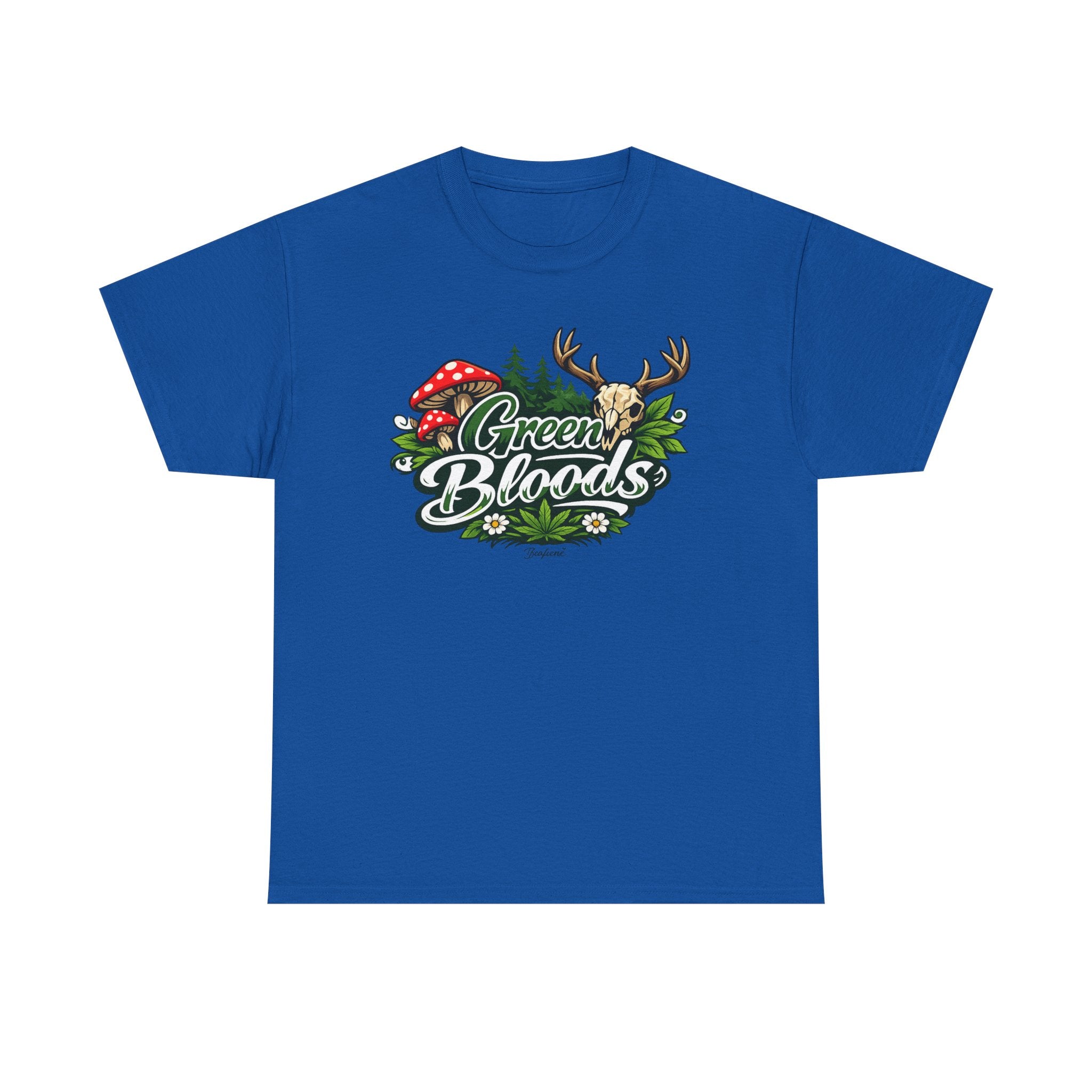 Green Bloods Nature T-Shirt – Deer, Mushrooms & Forest Graphic Tee