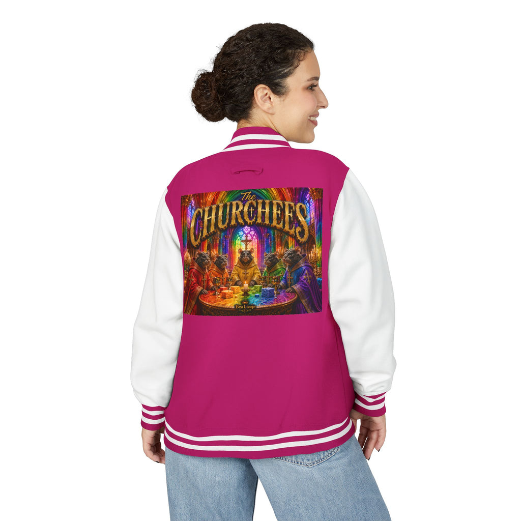 Letterman Jacket — Colorful 'The Churchlees' Retro Band Graphic