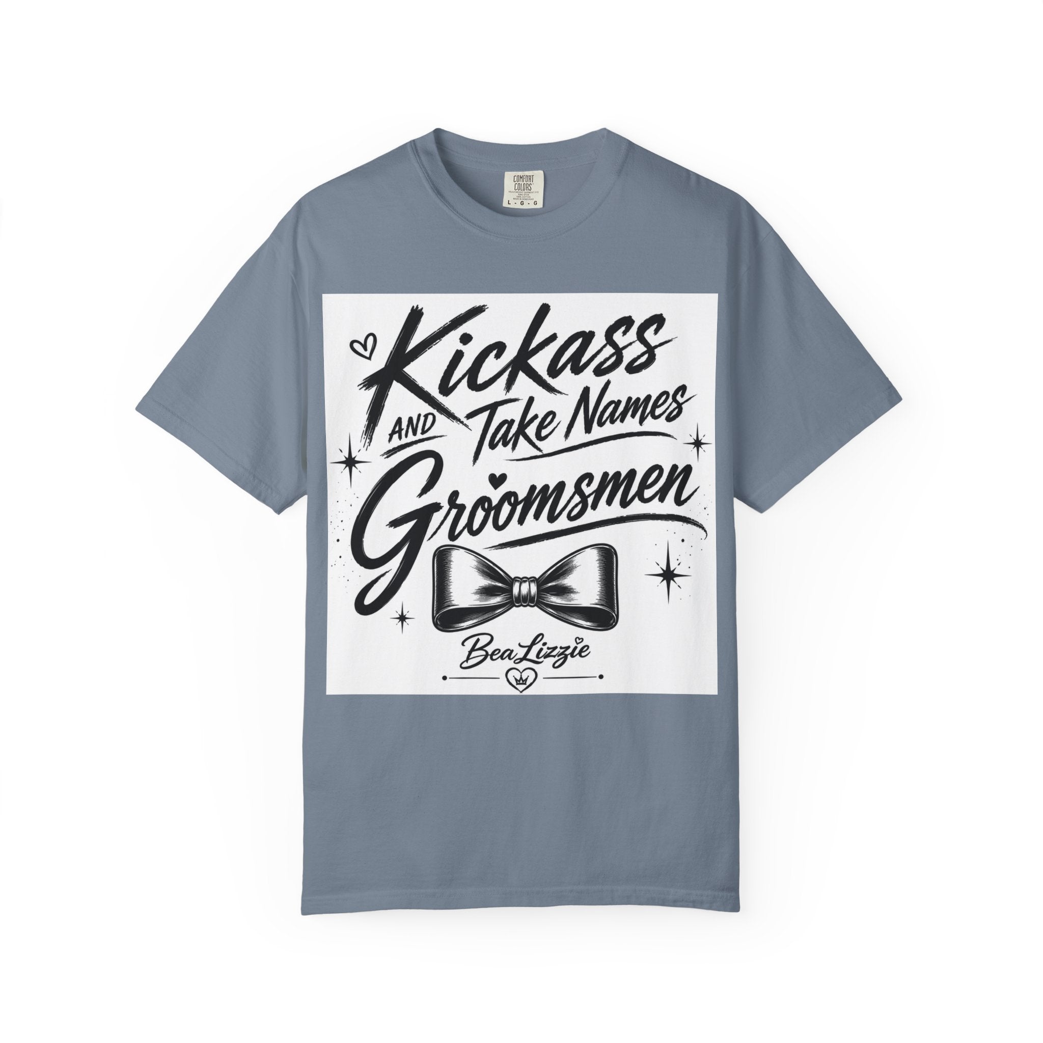 Groomsmen T‑Shirt — "Kickass and Take Names" Bow Tie Wedding Tee
