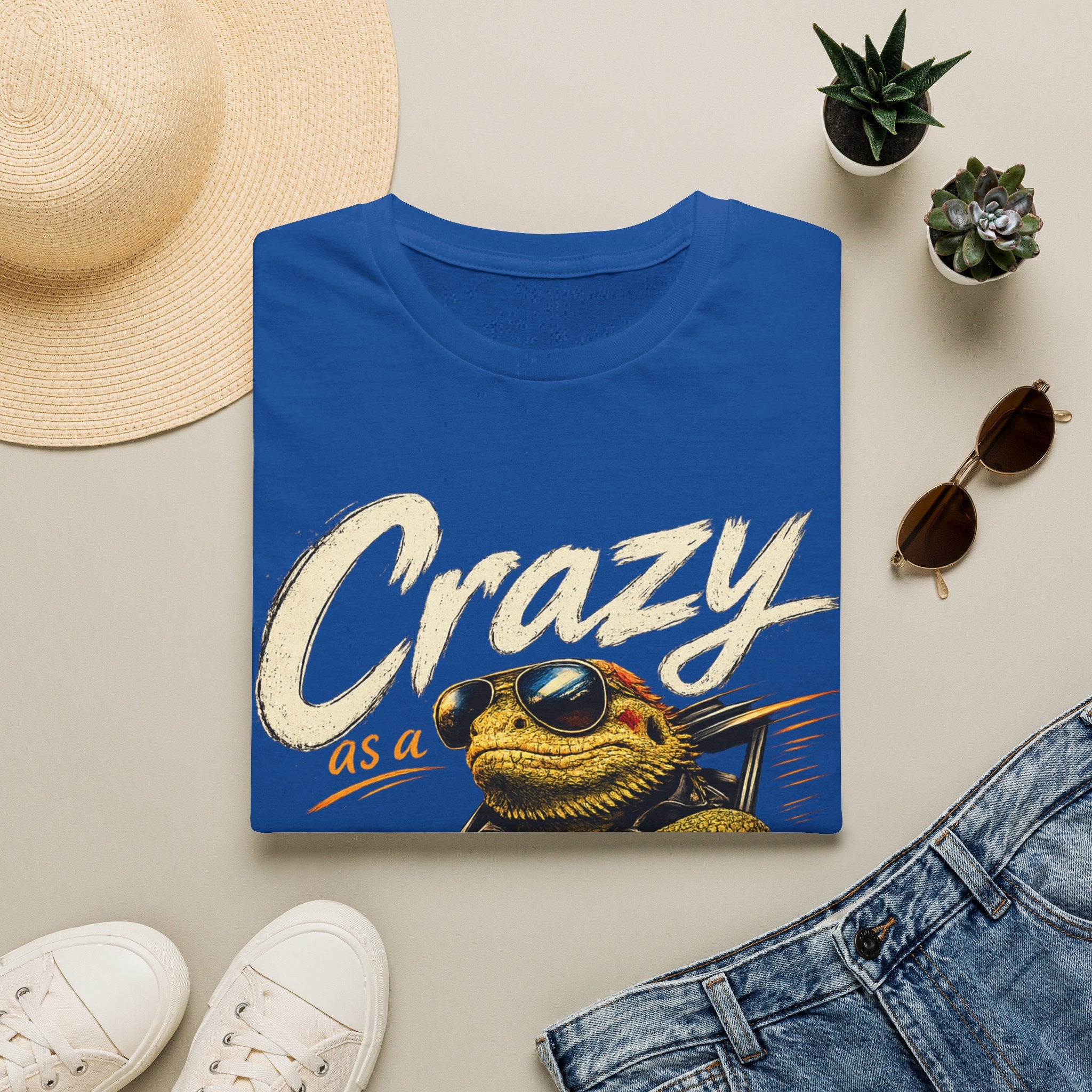 Crazy Road Lizard T-Shirt — Retro Graphic Tee with Sunglasses Lizard