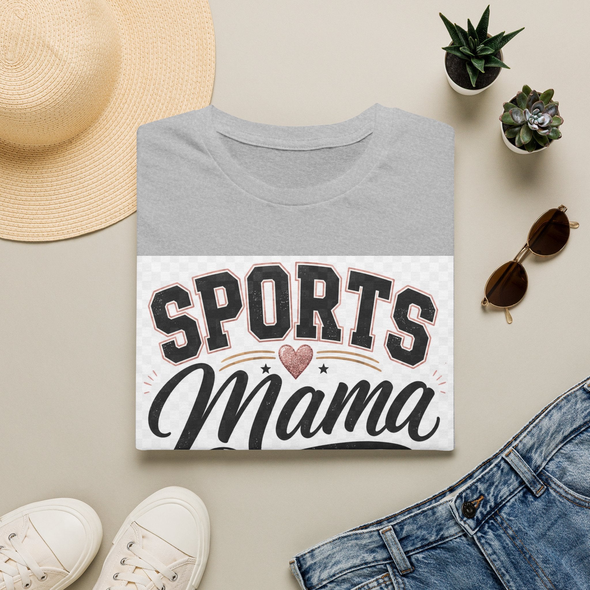 Sports Mama T‑Shirt — Cute Athletic Mom Tee with Heart & Ball Design